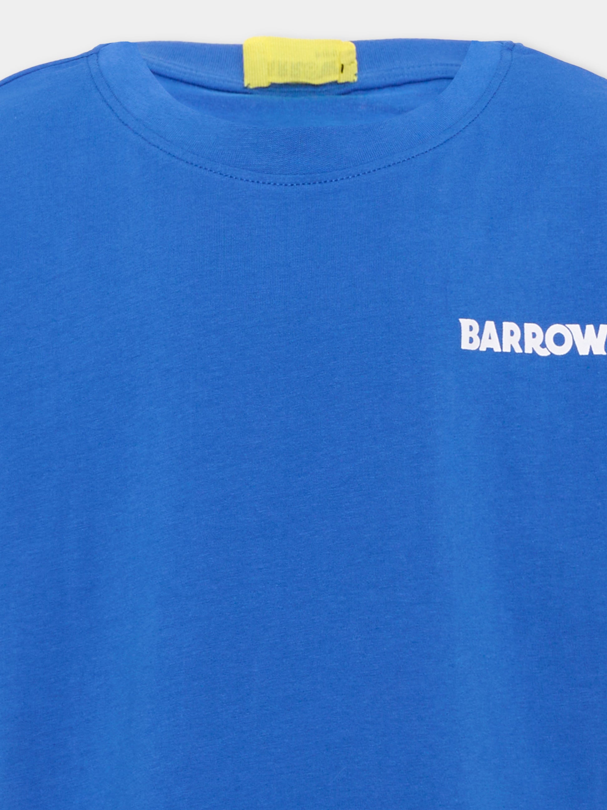 T-shirt blu per bambini con logo,Barrow,F6BKJUTH012 407