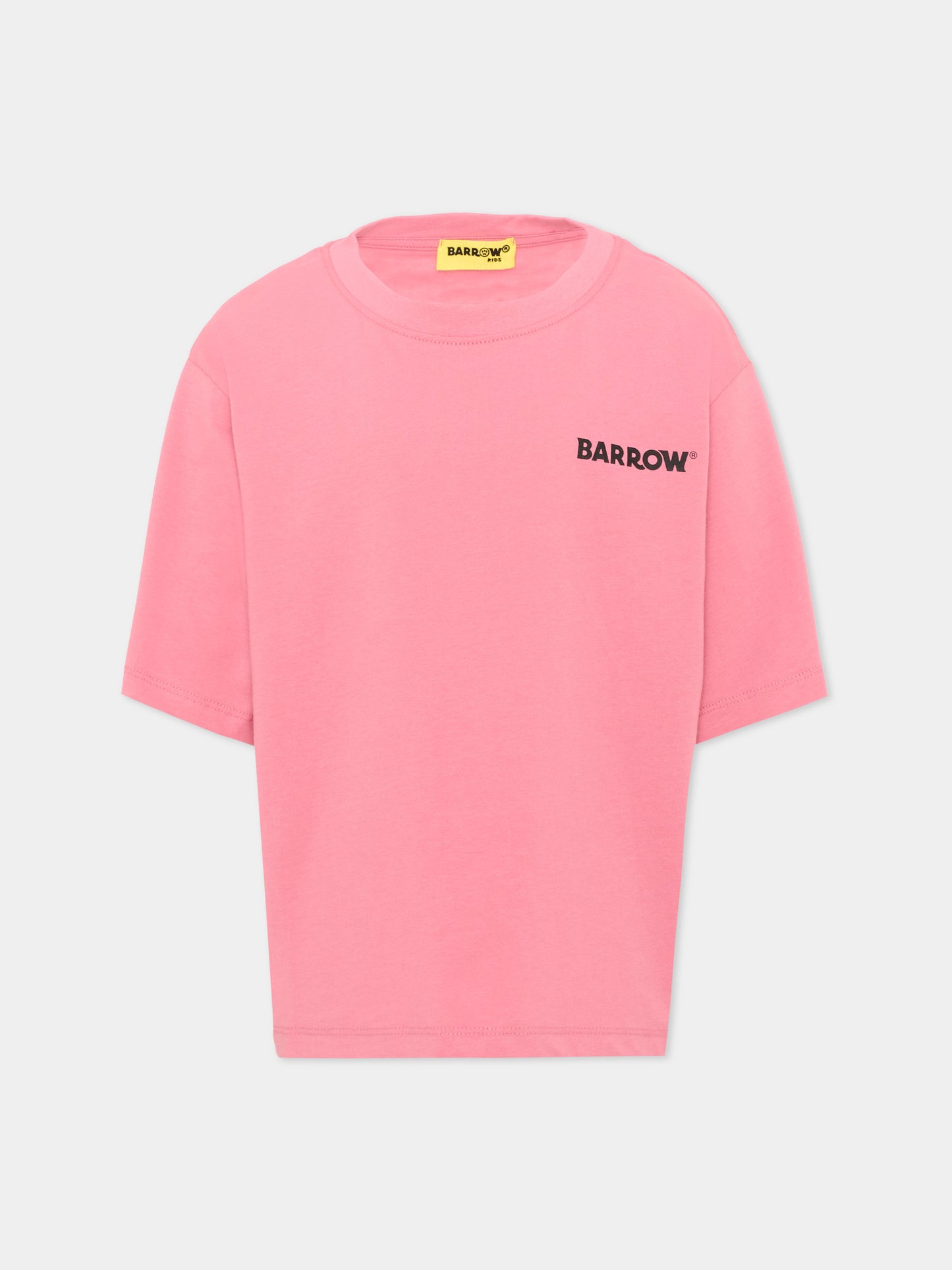 T-shirt rosa per bambina con stampa,Barrow,F6BKJUTH012 409