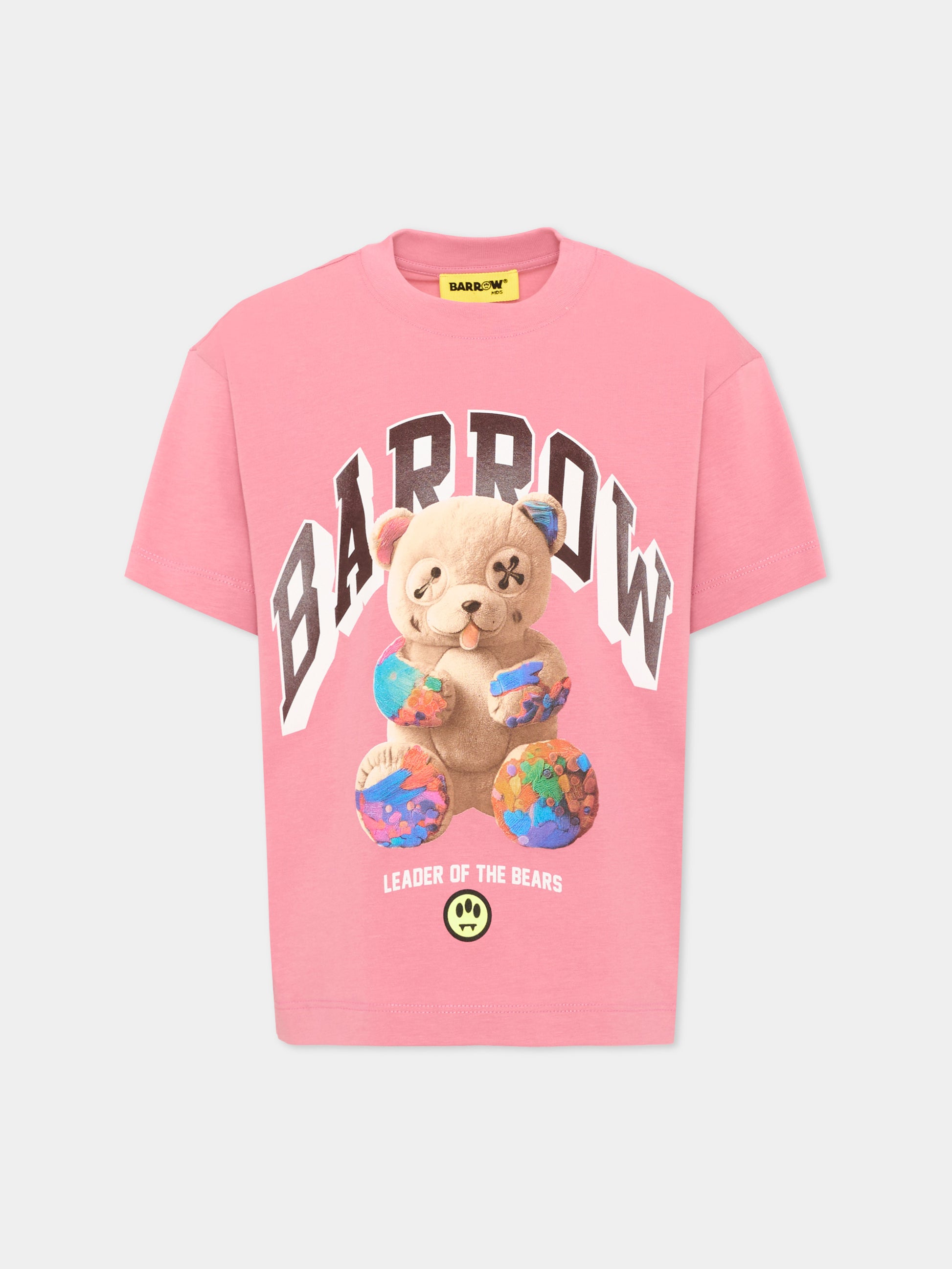 T-shirt rosa per bambina con stampa,Barrow,F6BKJUTH027 409