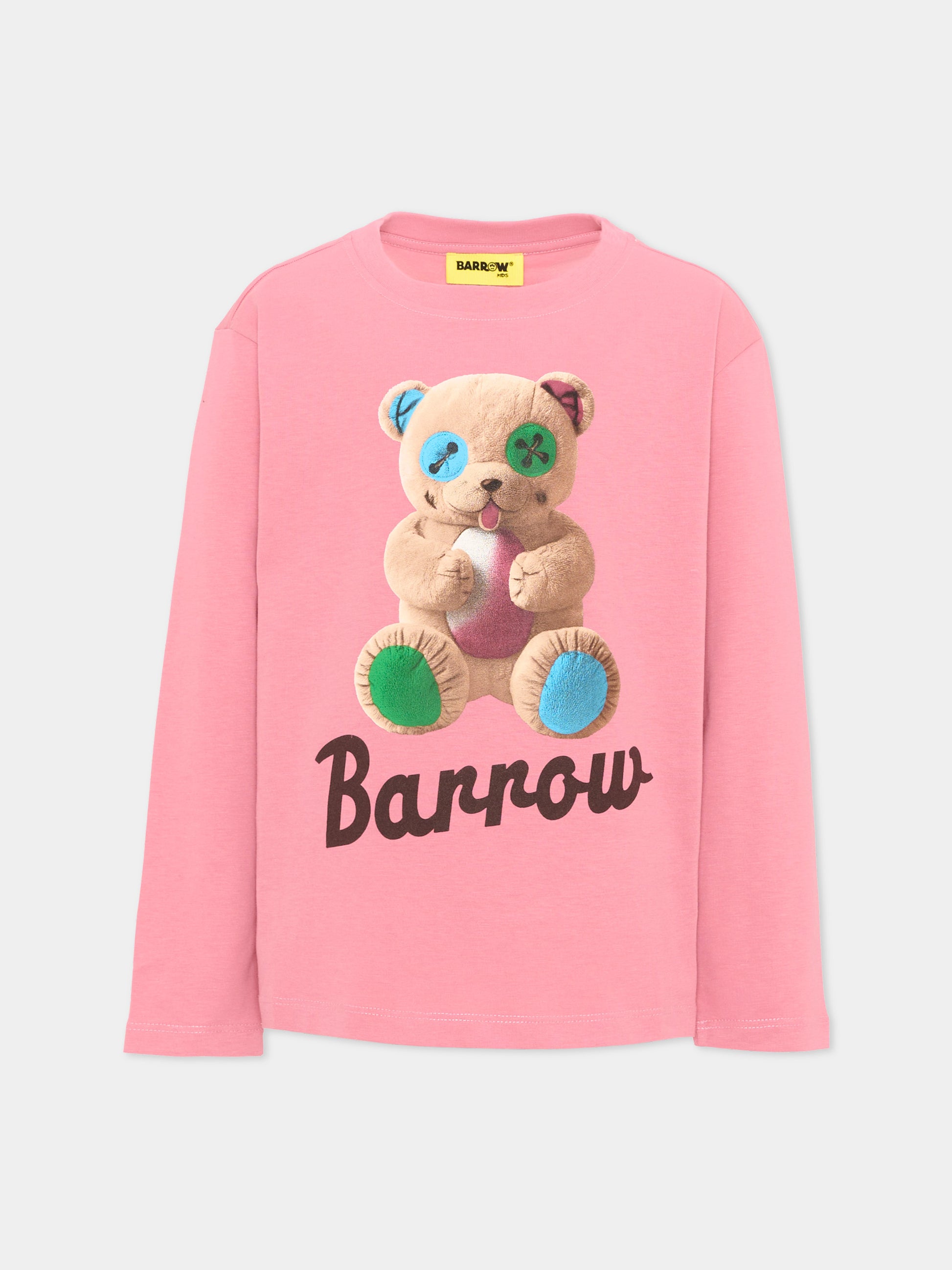 T-Shirt rosa per bambina con orsetto,Barrow,F6BKJUTH059 409