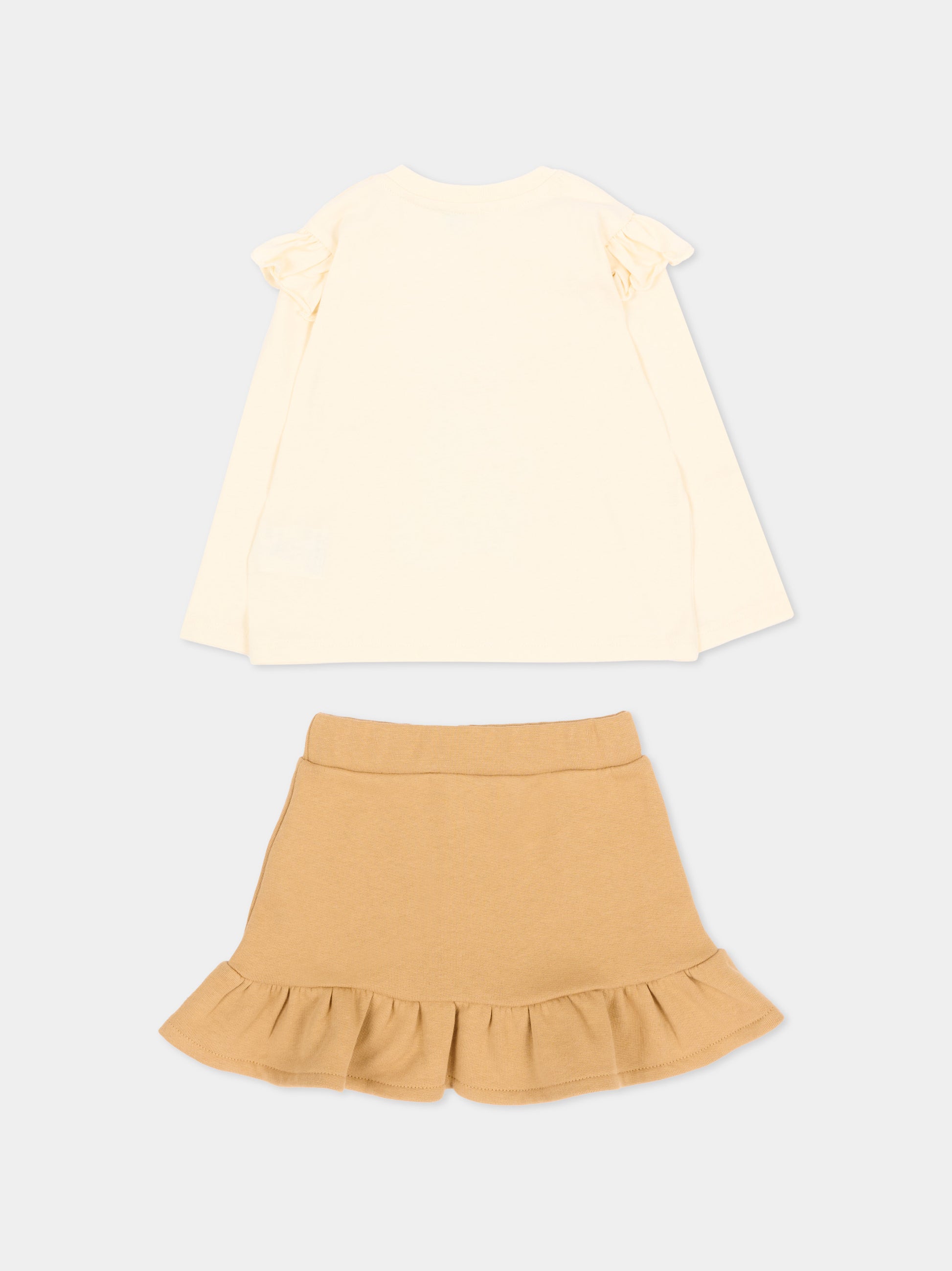 Completo sportivo beige per neonata con orsetto,Barrow,F6BKNGSS208 013/413