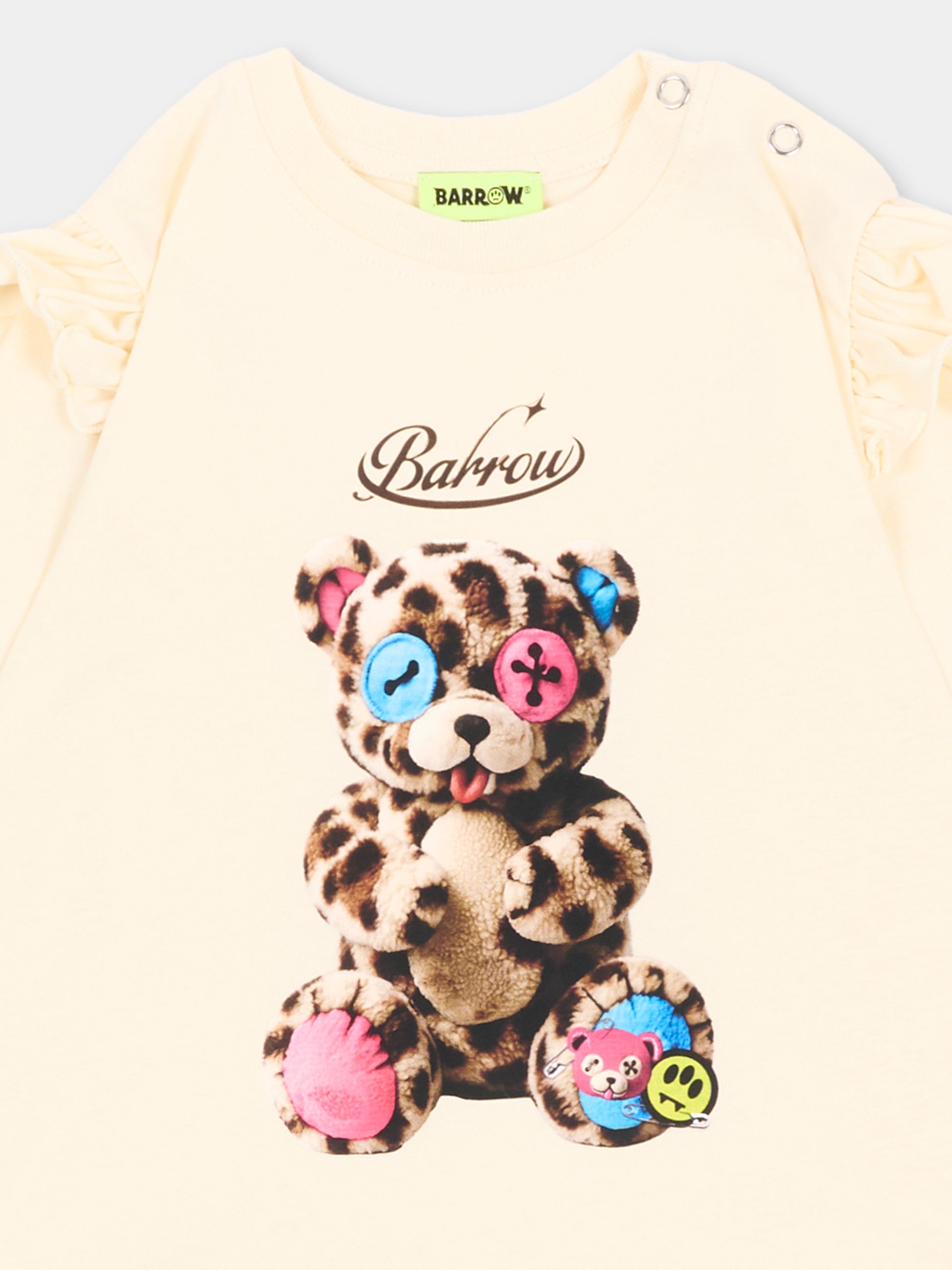 Completo sportivo beige per neonata con orsetto,Barrow,F6BKNGSS208 013/413