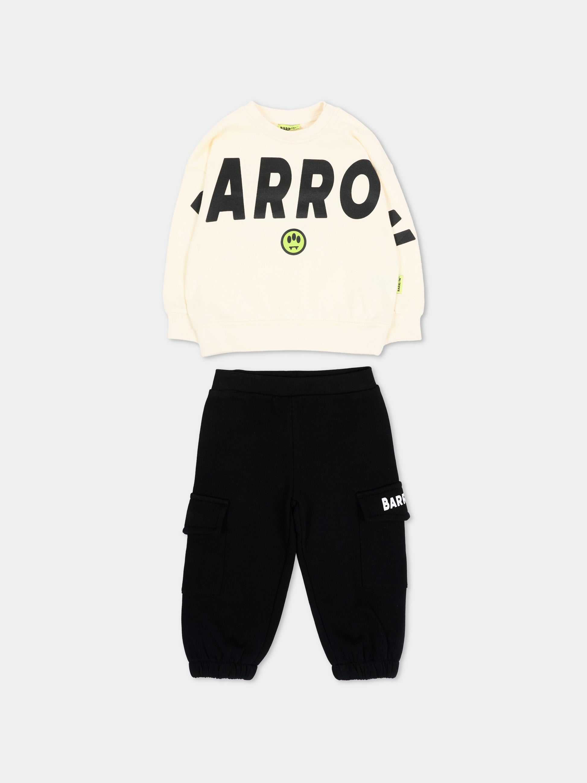 Completo sportivo lungo avorio per neonati con logo,Barrow,F6BKUNSF189 013/110
