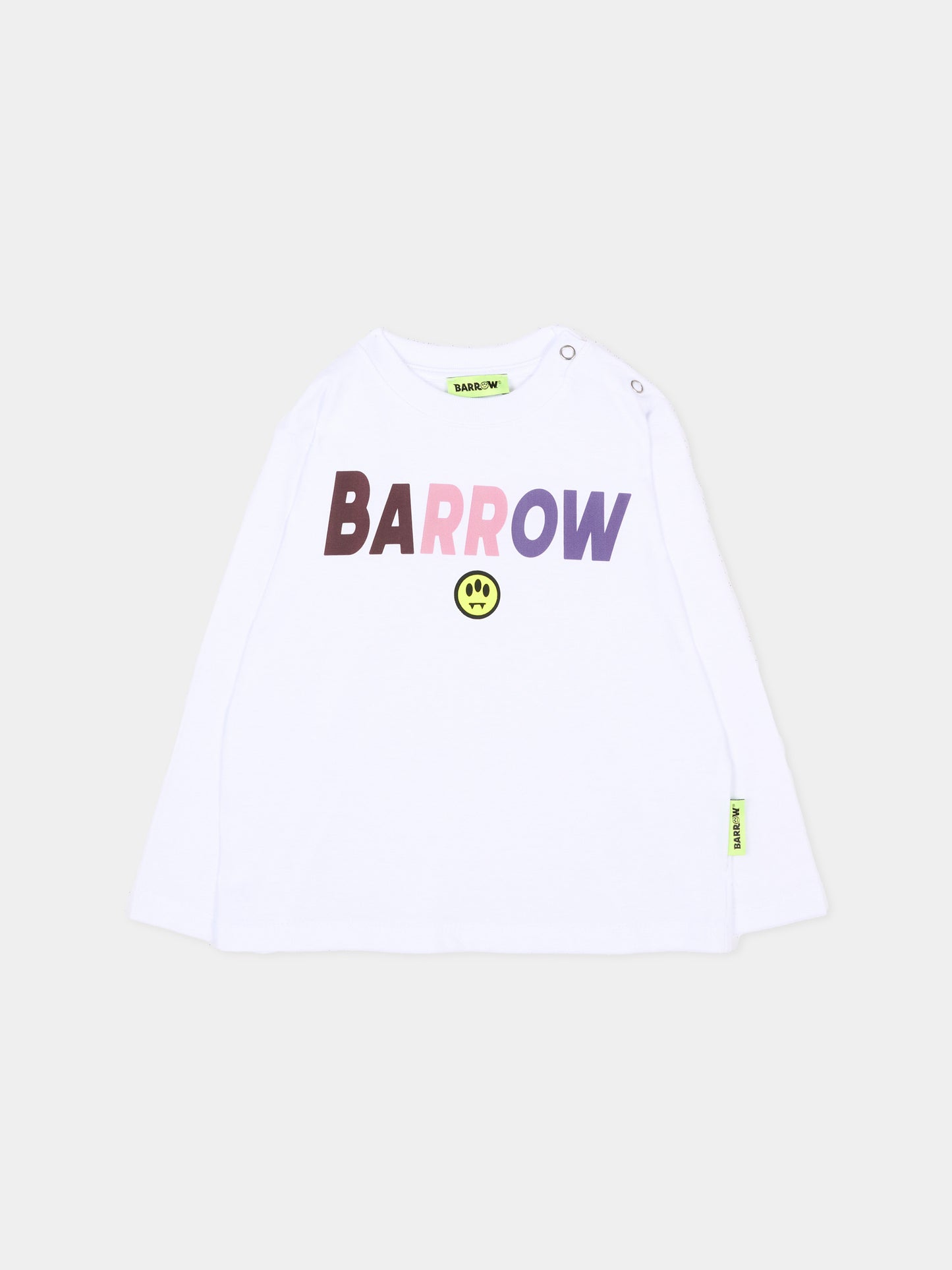 T-Shirt bianca per neonata con logo,Barrow,F6BKUNTH191 002/409