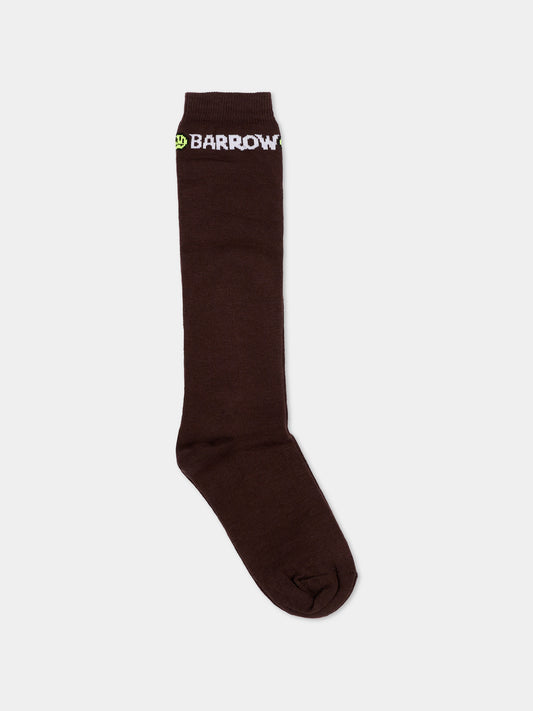 Calza Spugna marrone per bambina con logo,Barrow,F6BKJGSO096 408