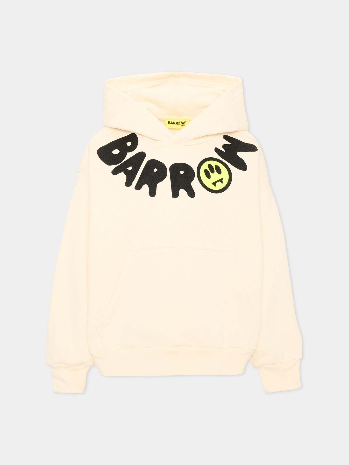 Felpa con cappuccio avorio con logo,Barrow,F6BKJUHS038 013
