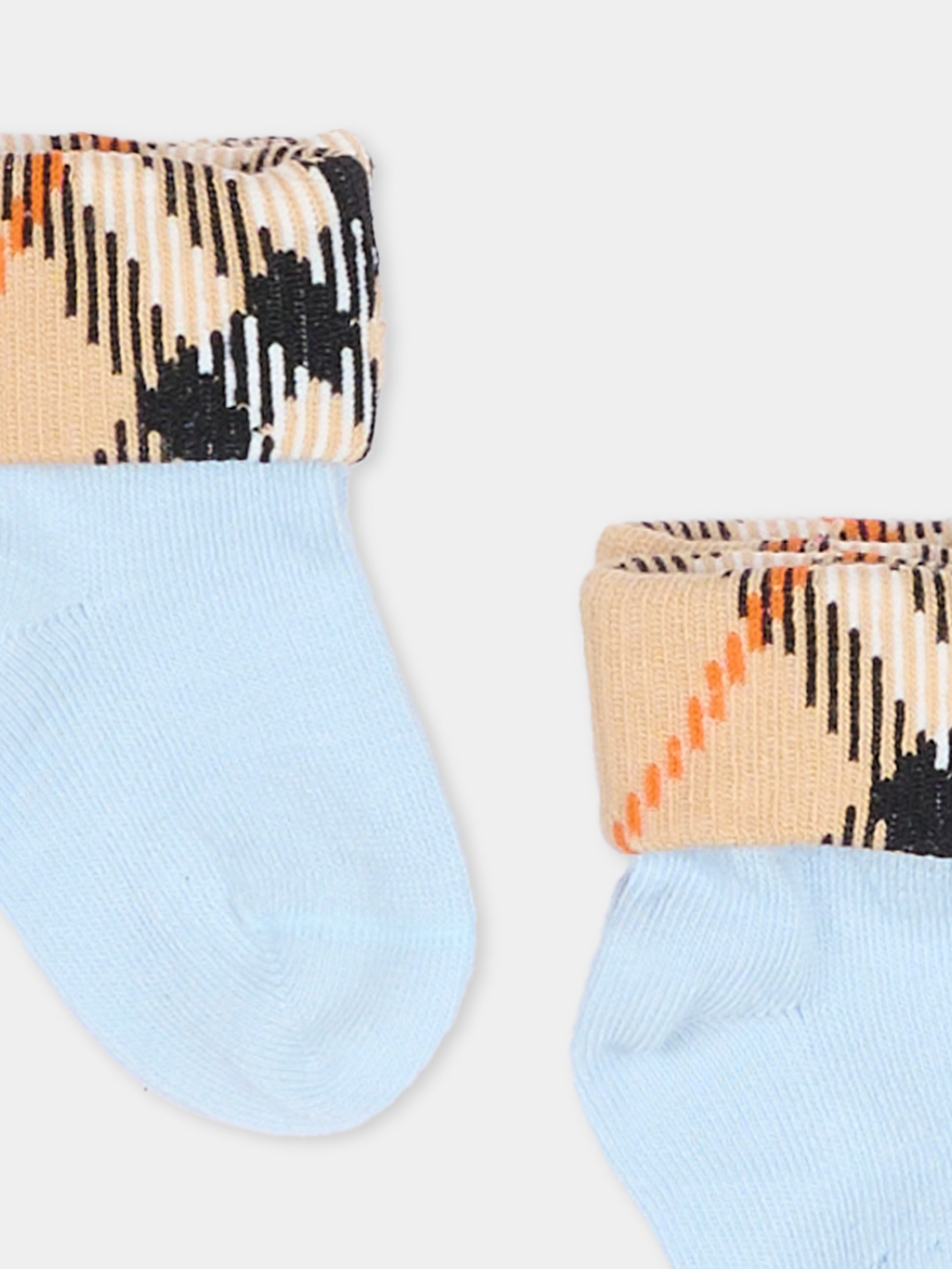 Calzini celeste per neonato con check vintage,Burberry Kids,8121865 A2165