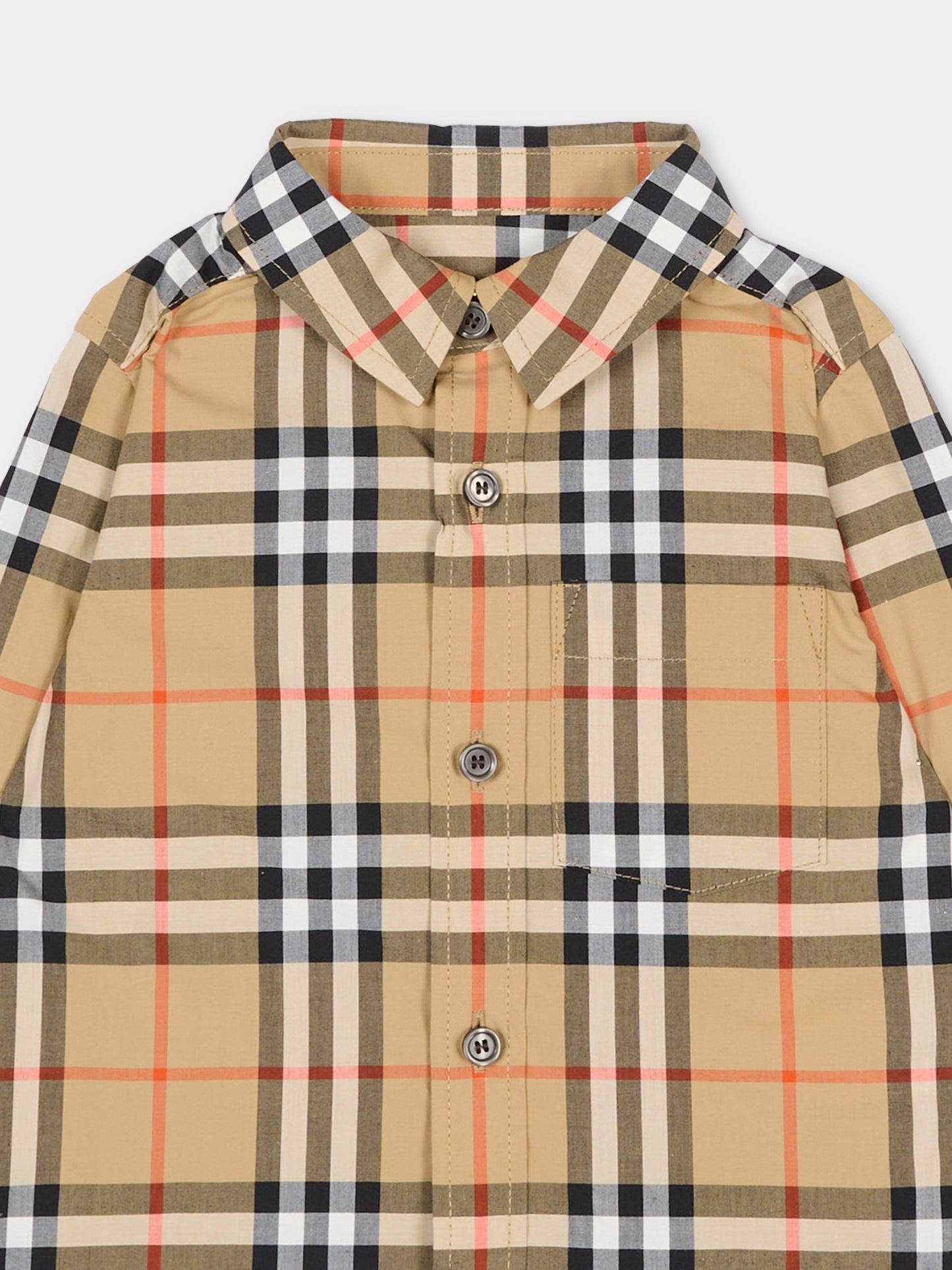 Chemise beige pour Bébé Garçon à carreaux vintage