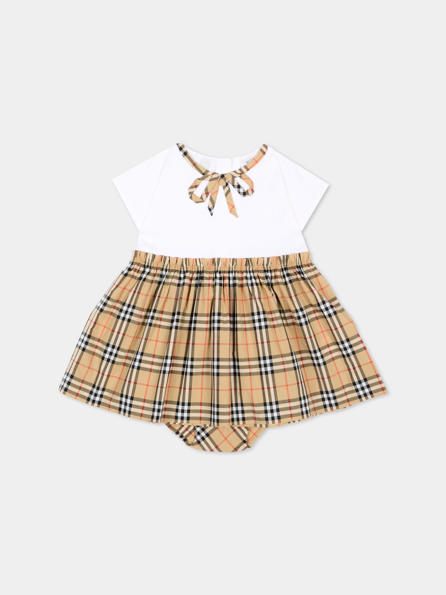 Vestito bianco per neonata Check Vintage,Burberry Kids,8125957 A1464