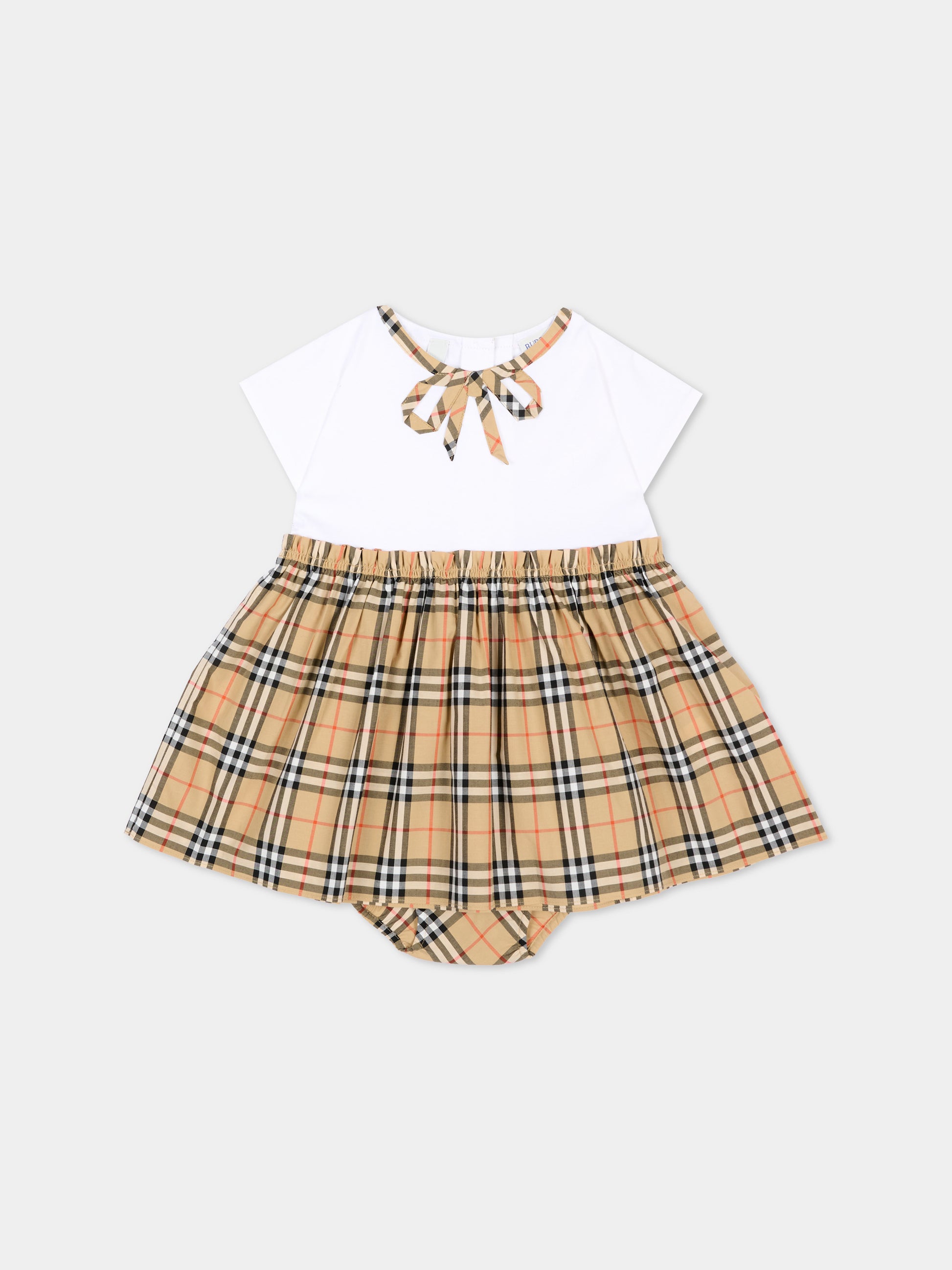 Vestito bianco per neonata Check Vintage,Burberry Kids,8125957 A1464