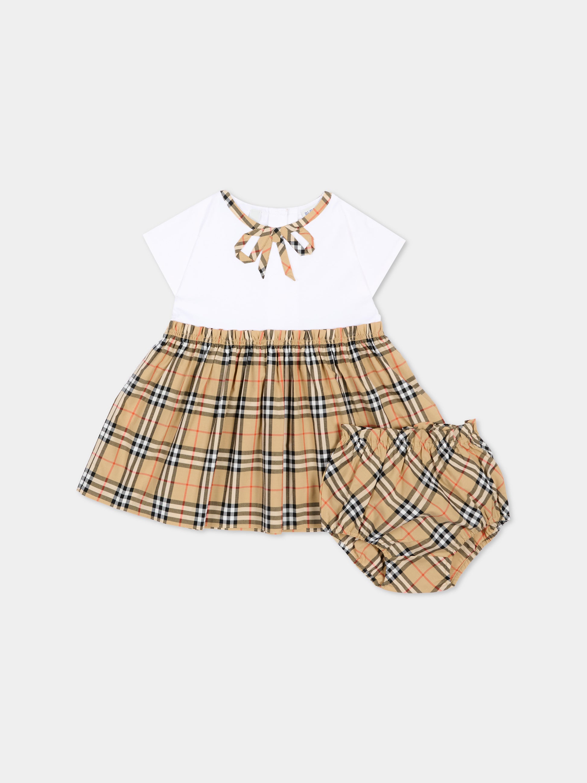 Vestito bianco per neonata Check Vintage,Burberry Kids,8125957 A1464