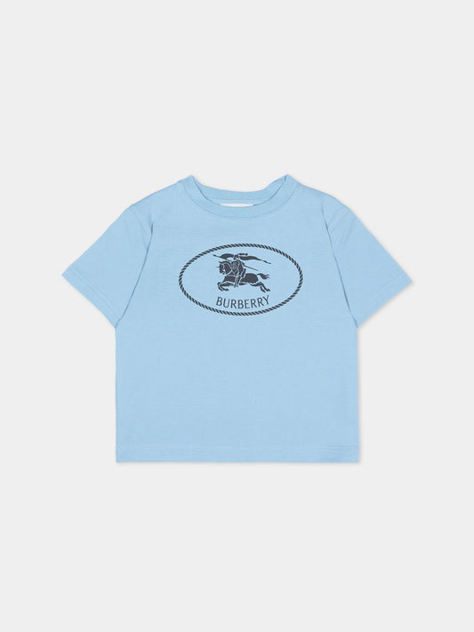 T-Shirt celeste per neonato con logo,Burberry Kids,8126862 C5753