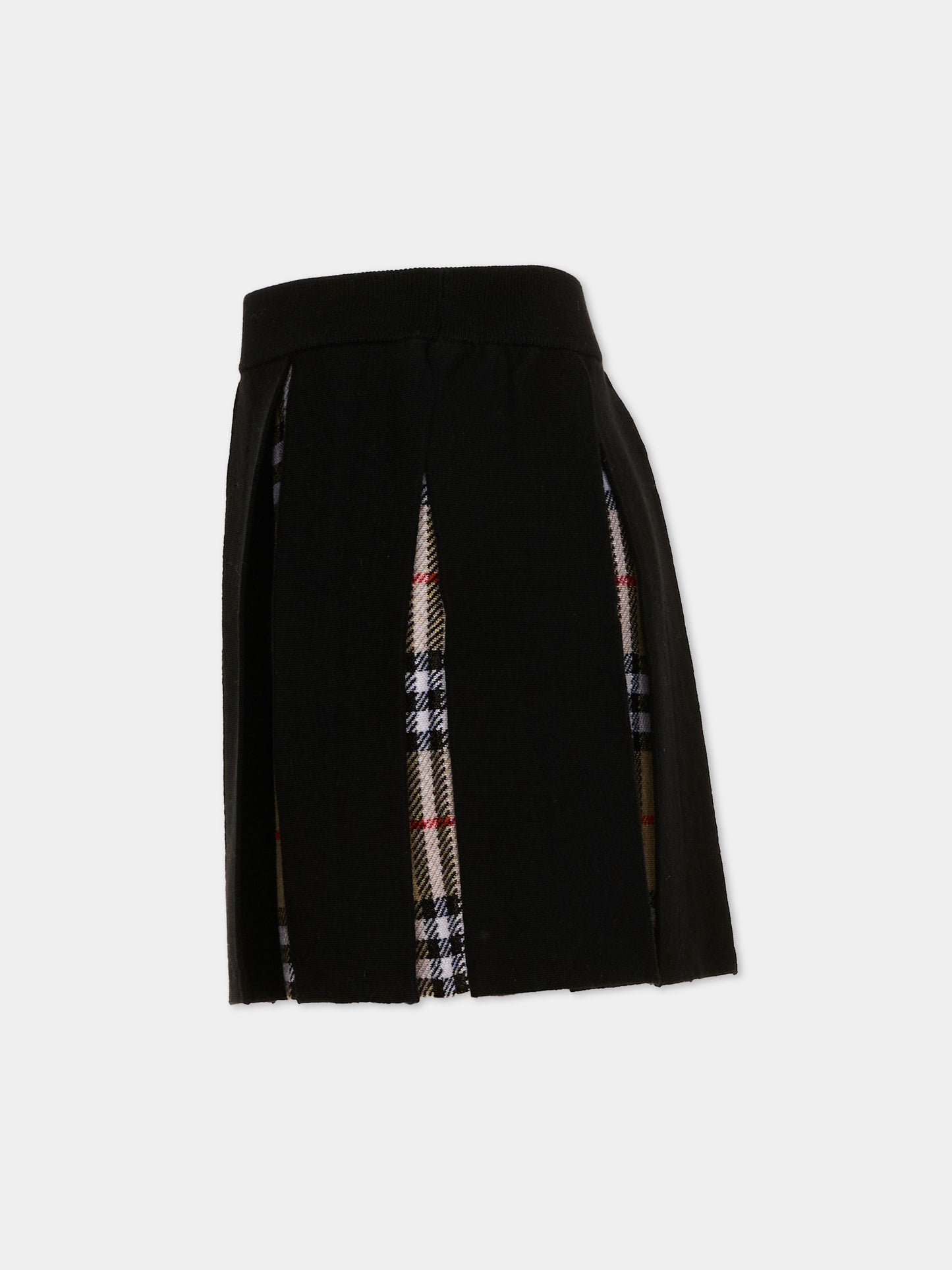 Gonna nera per bambina con check vintage,Burberry Kids,8130515 A1189