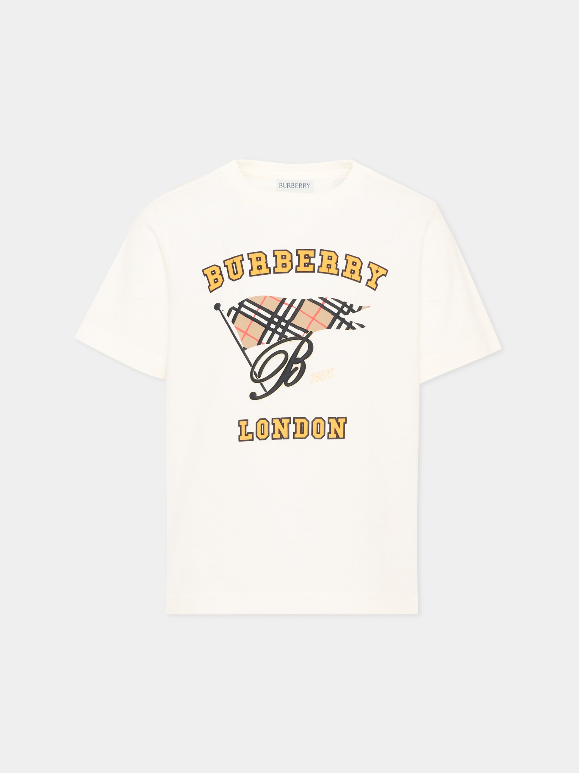 T-Shirt avorio per bambino con logo,Burberry Kids,8126308 A2014
