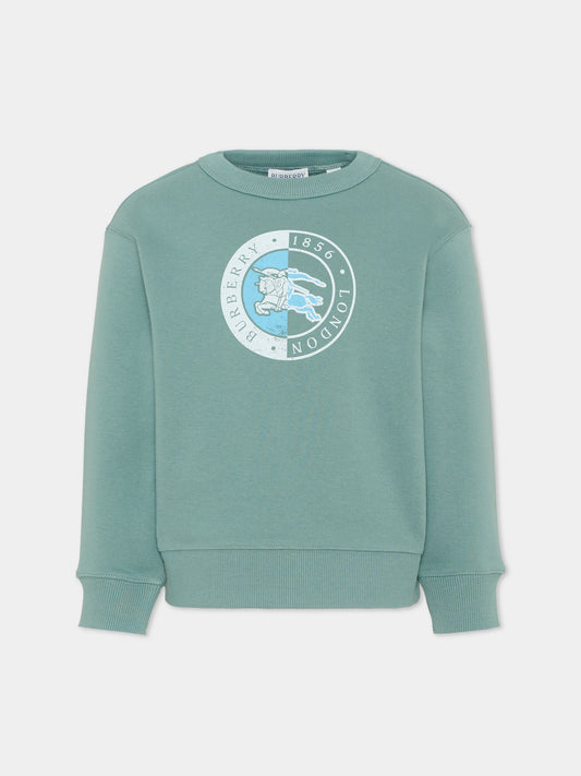 Felpa verde per bambino con logo