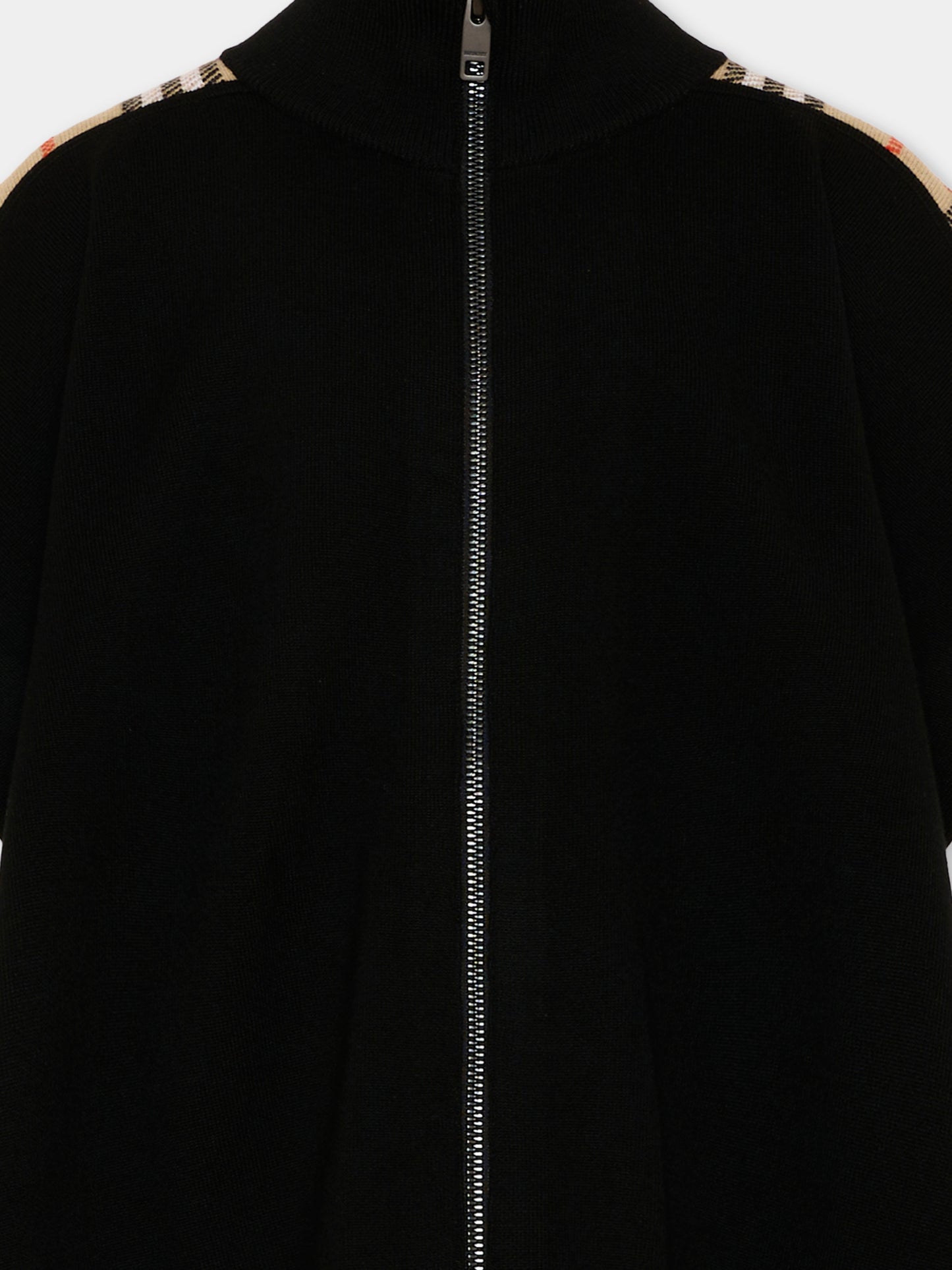 Cappa noire pour Fille avec motif à carreaux vintage