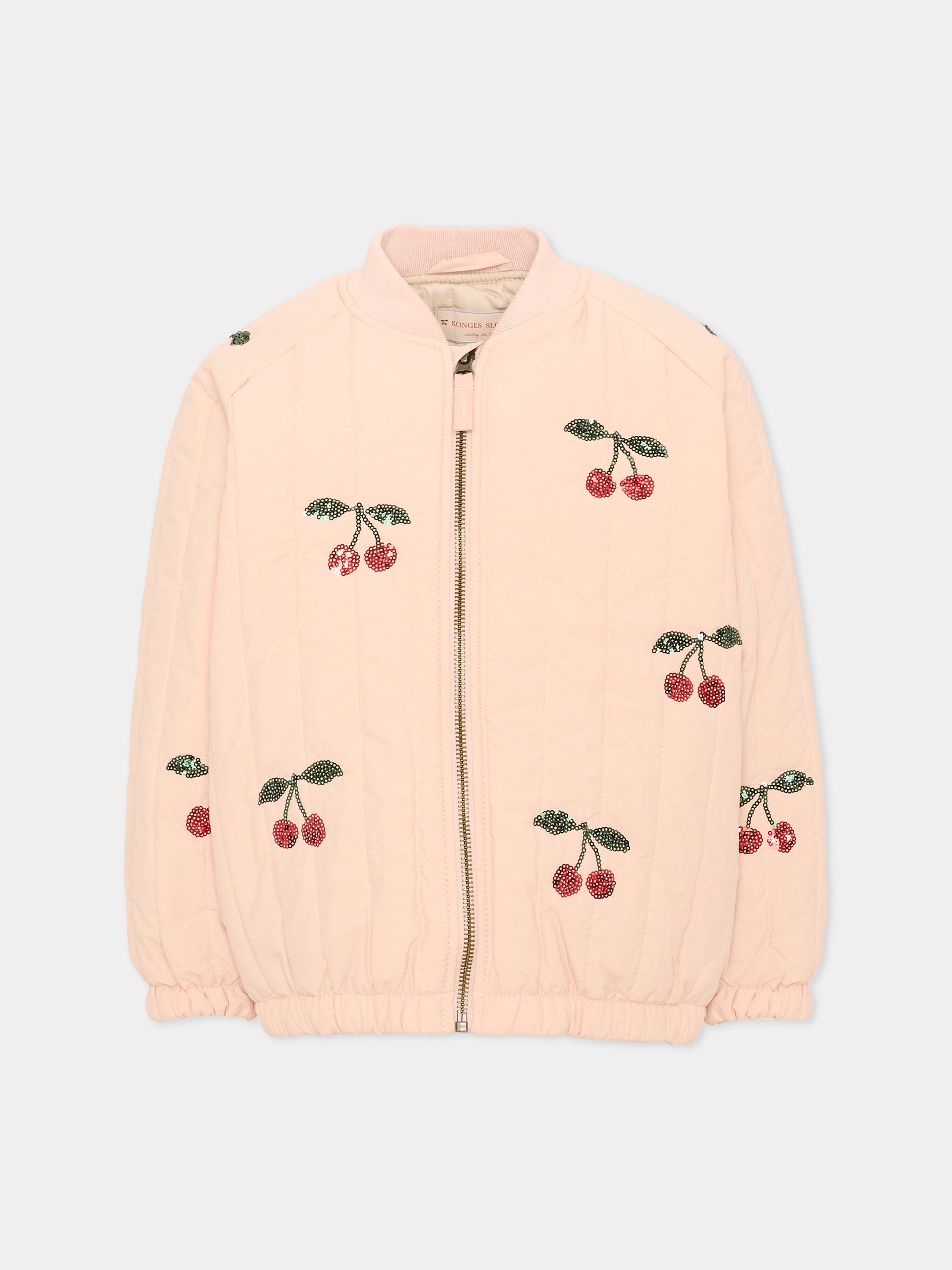 Bomber rosa per bambina con ciliegie,Konges Sløjd,KS105733 CAMEO ROSE