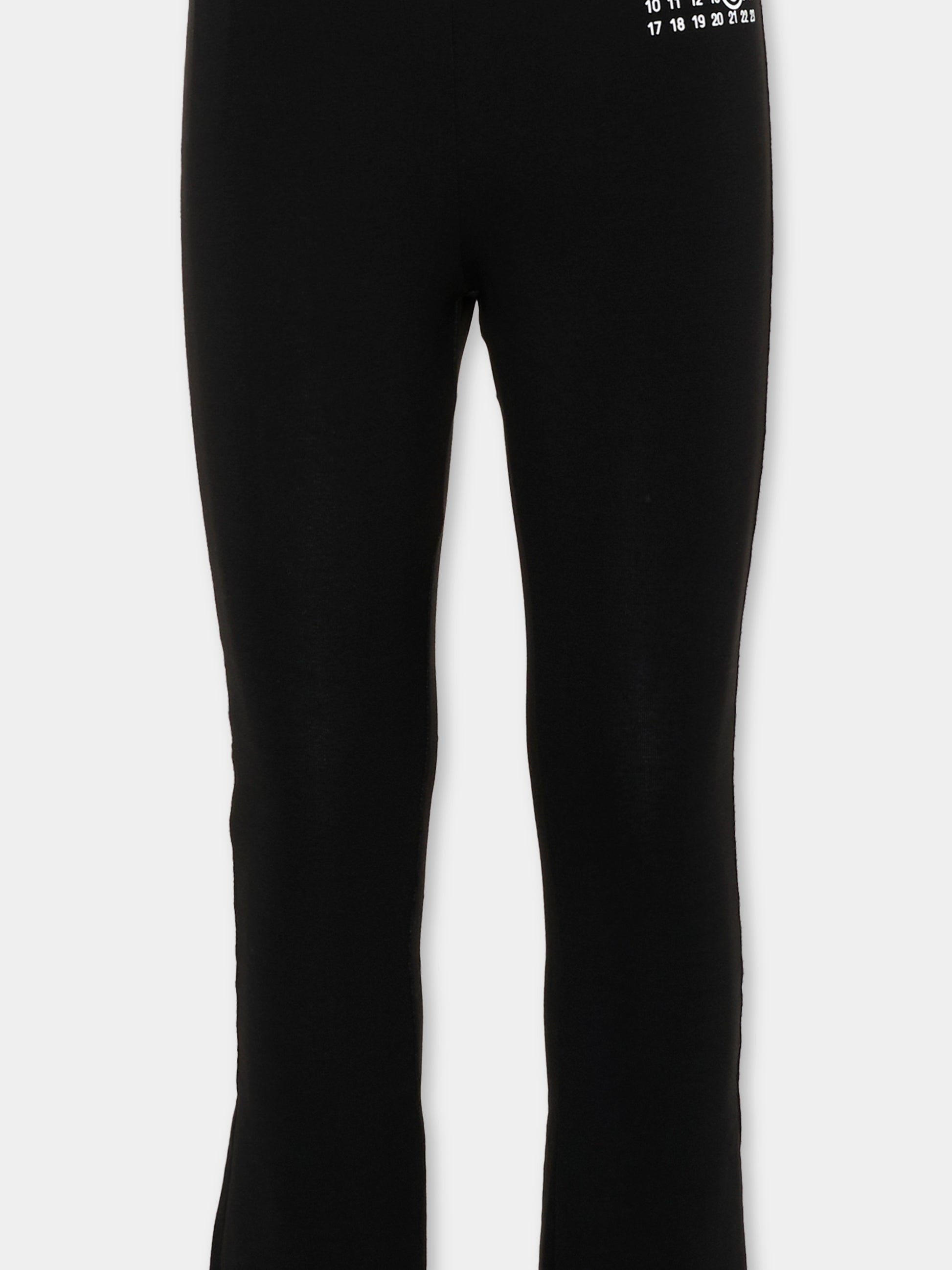 Leggings nero per bambina con logo,Mm6 Maison Margiela,M60699 MM06L M6900