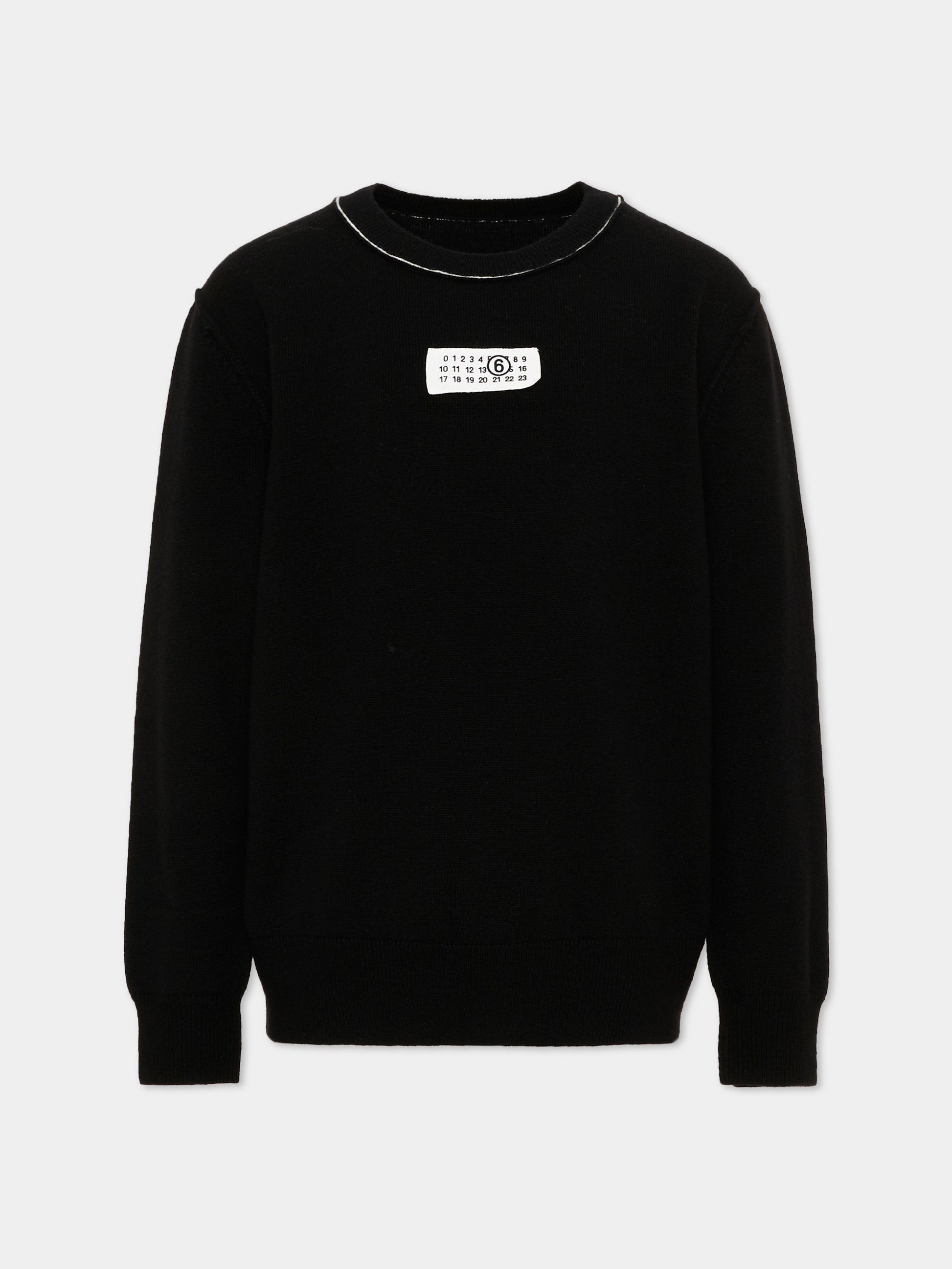 Maglione nero per bambini con logo,Mm6 Maison Margiela,M61025 MM06Q M6900