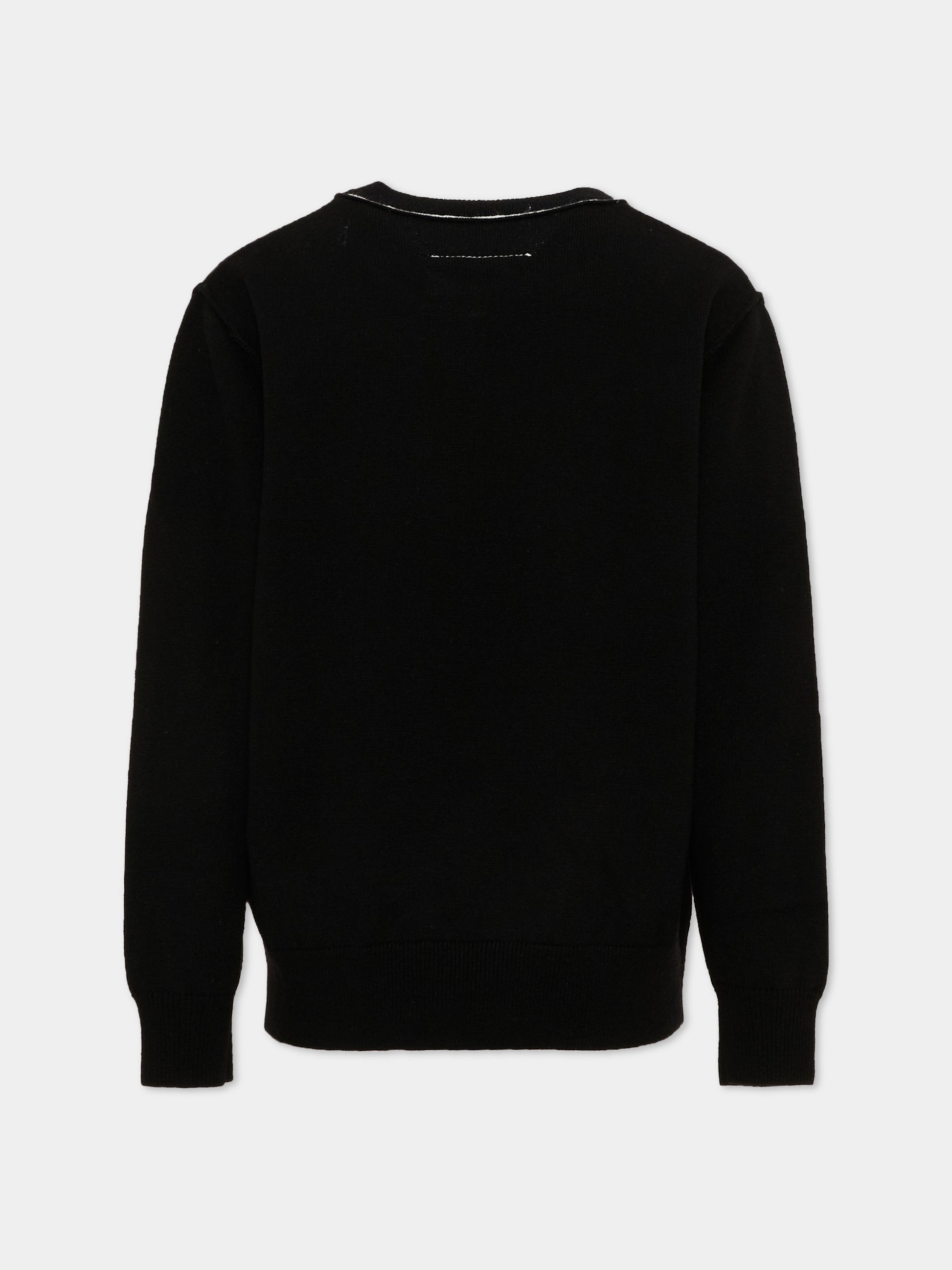 Maglione nero per bambini con logo,Mm6 Maison Margiela,M61025 MM06Q M6900
