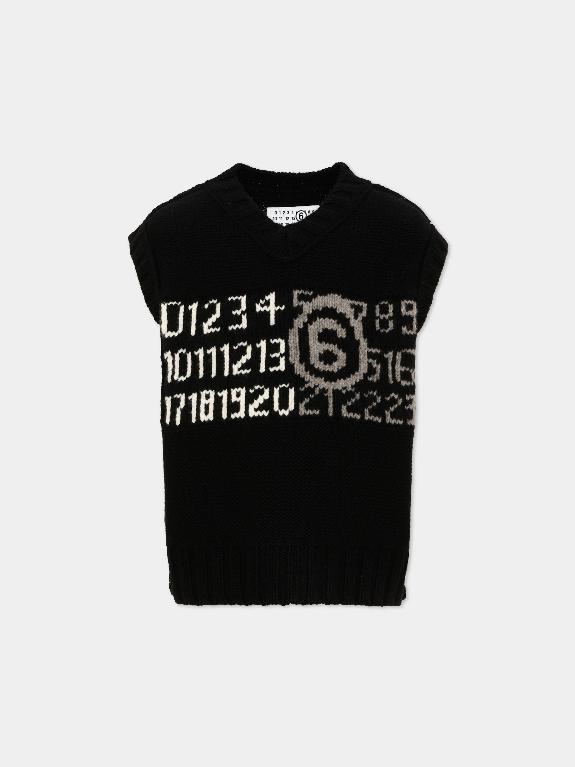 Maglia gilet nera per bambini,Mm6 Maison Margiela,M61049 MM08V M6900