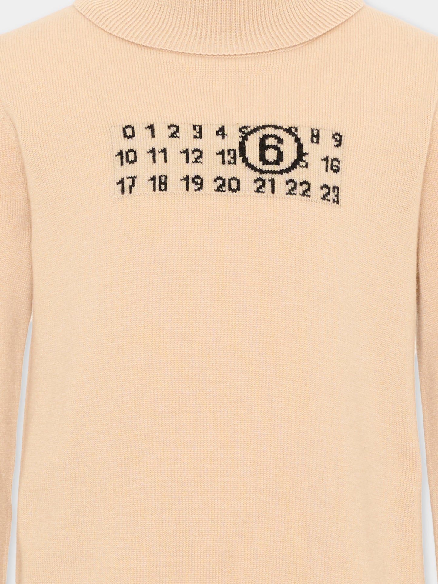 Dolcevita beige per bambini con logo,Mm6 Maison Margiela,M61064 MM06Q M6712