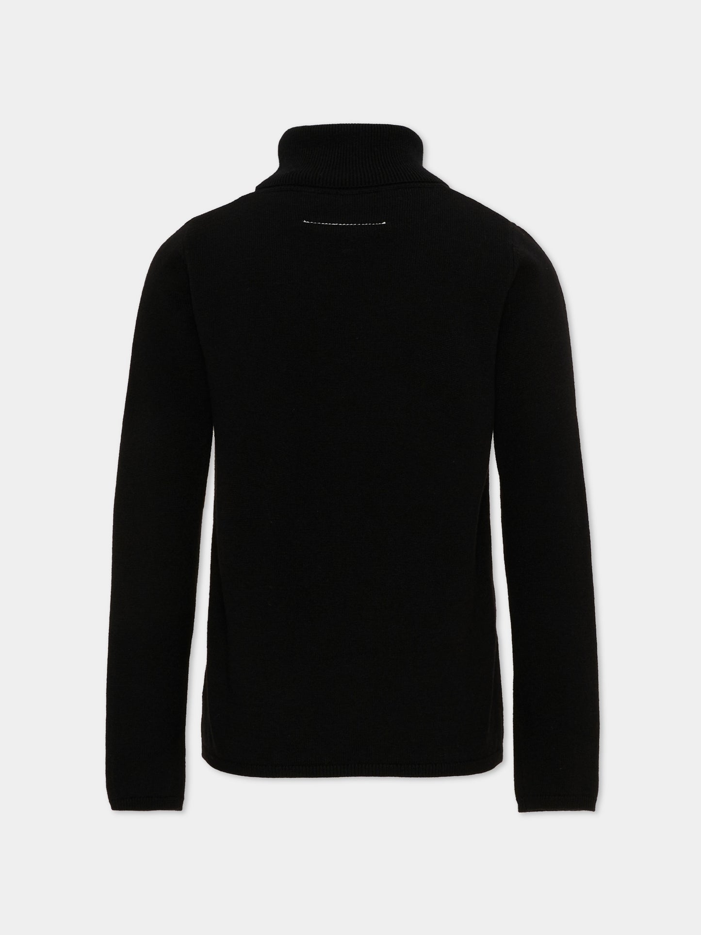 Dolcevita nero per bambini con logo,Mm6 Maison Margiela,M61064 MM06Q M6900