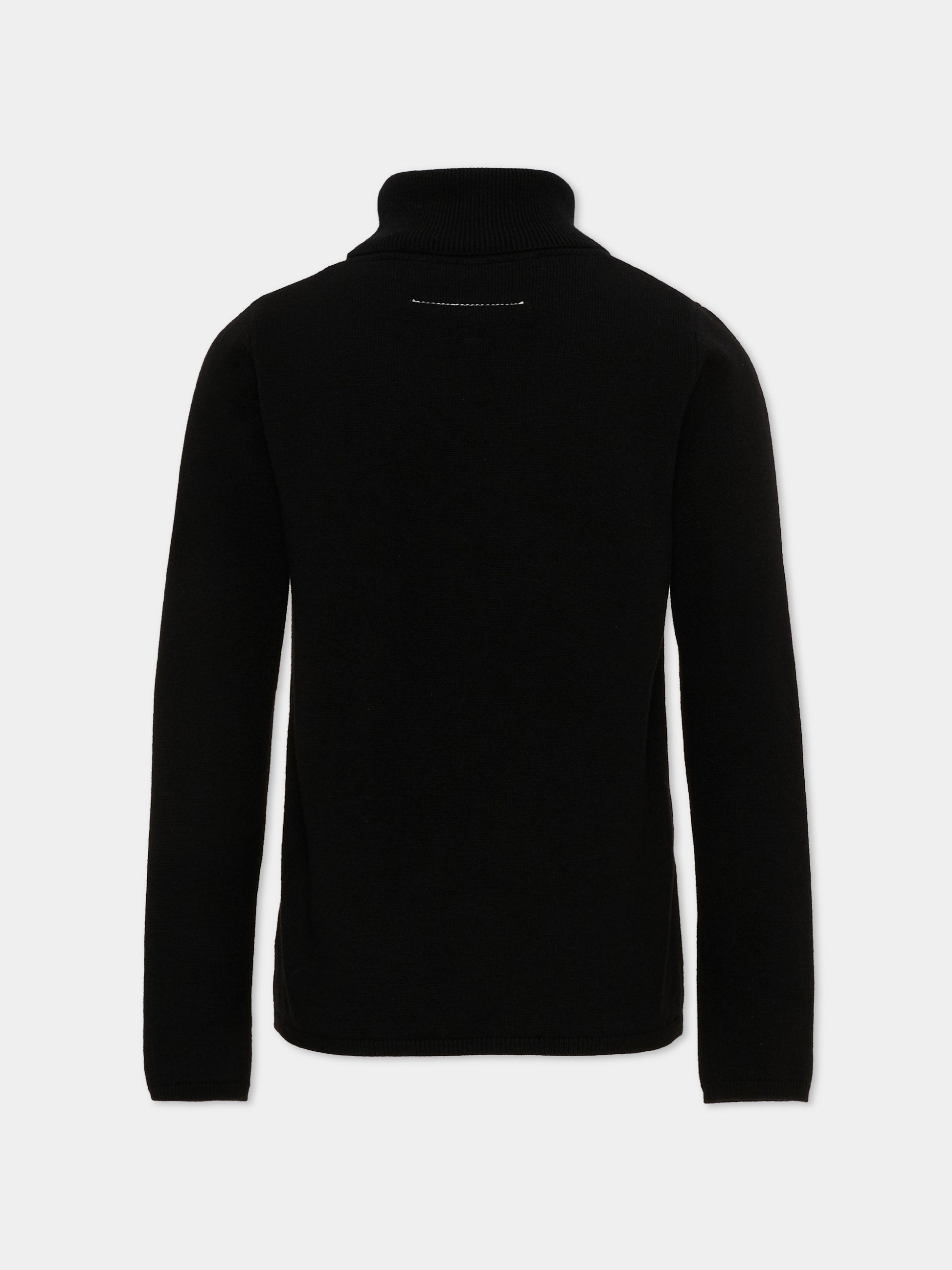 Dolcevita nero per bambini con logo,Mm6 Maison Margiela,M61064 MM06Q M6900