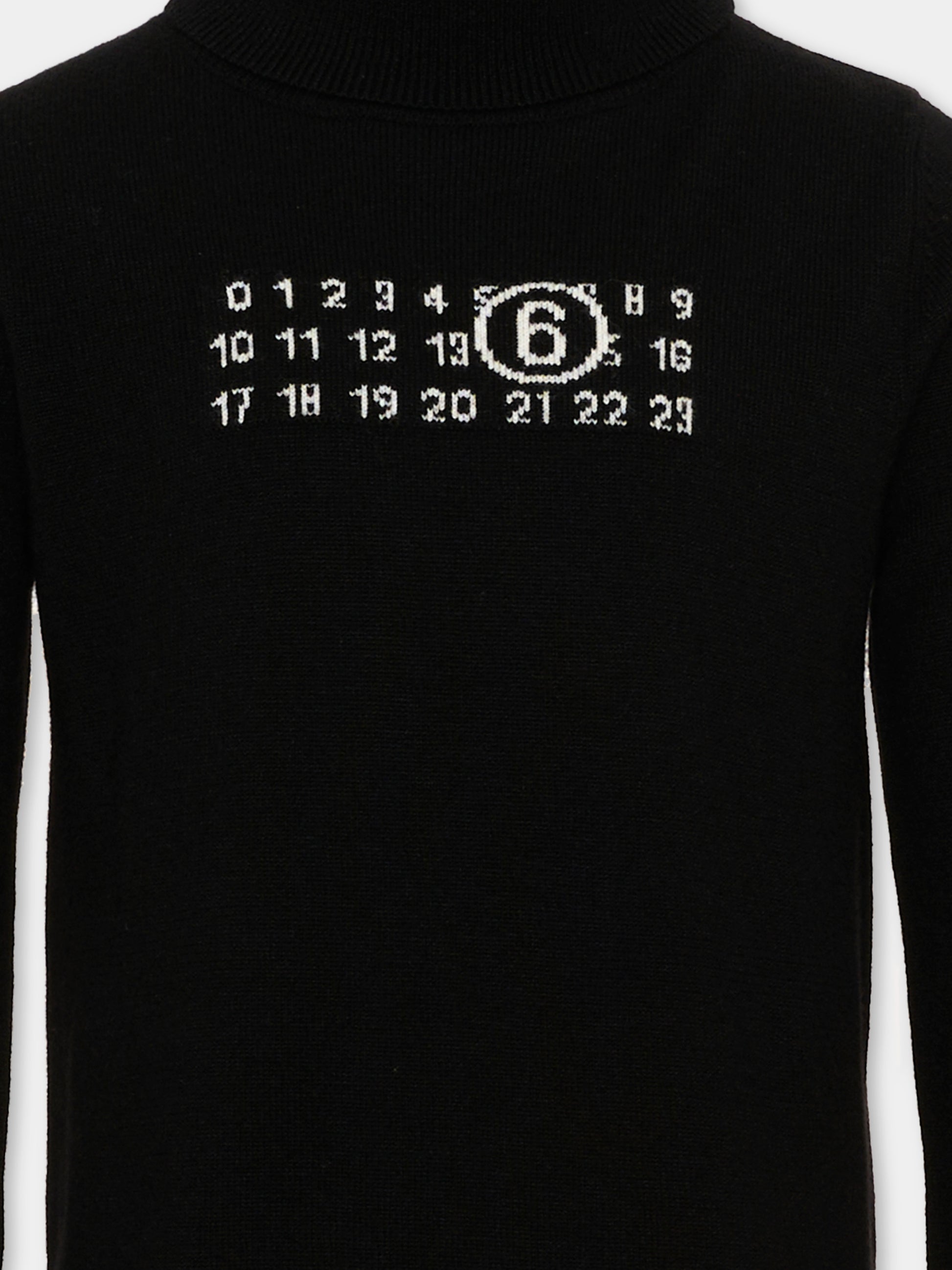 Dolcevita nero per bambini con logo,Mm6 Maison Margiela,M61064 MM06Q M6900