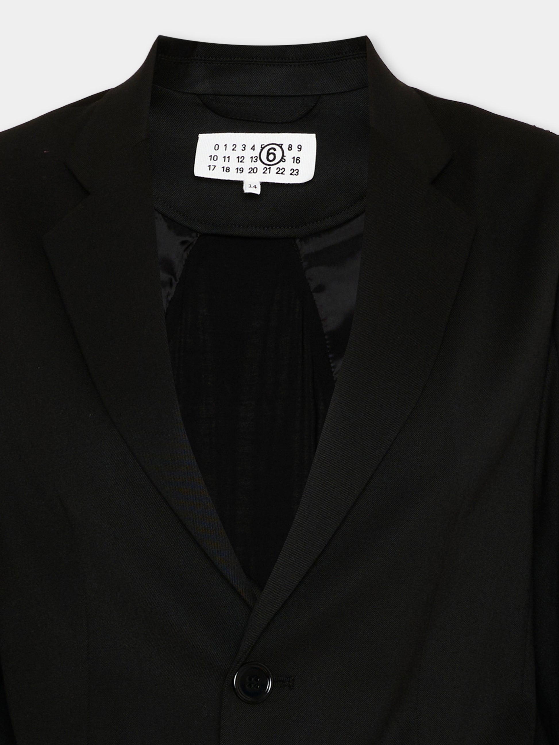 Giaccca nera per bambina con logo,Mm6 Maison Margiela,M61076 MM03D M6900