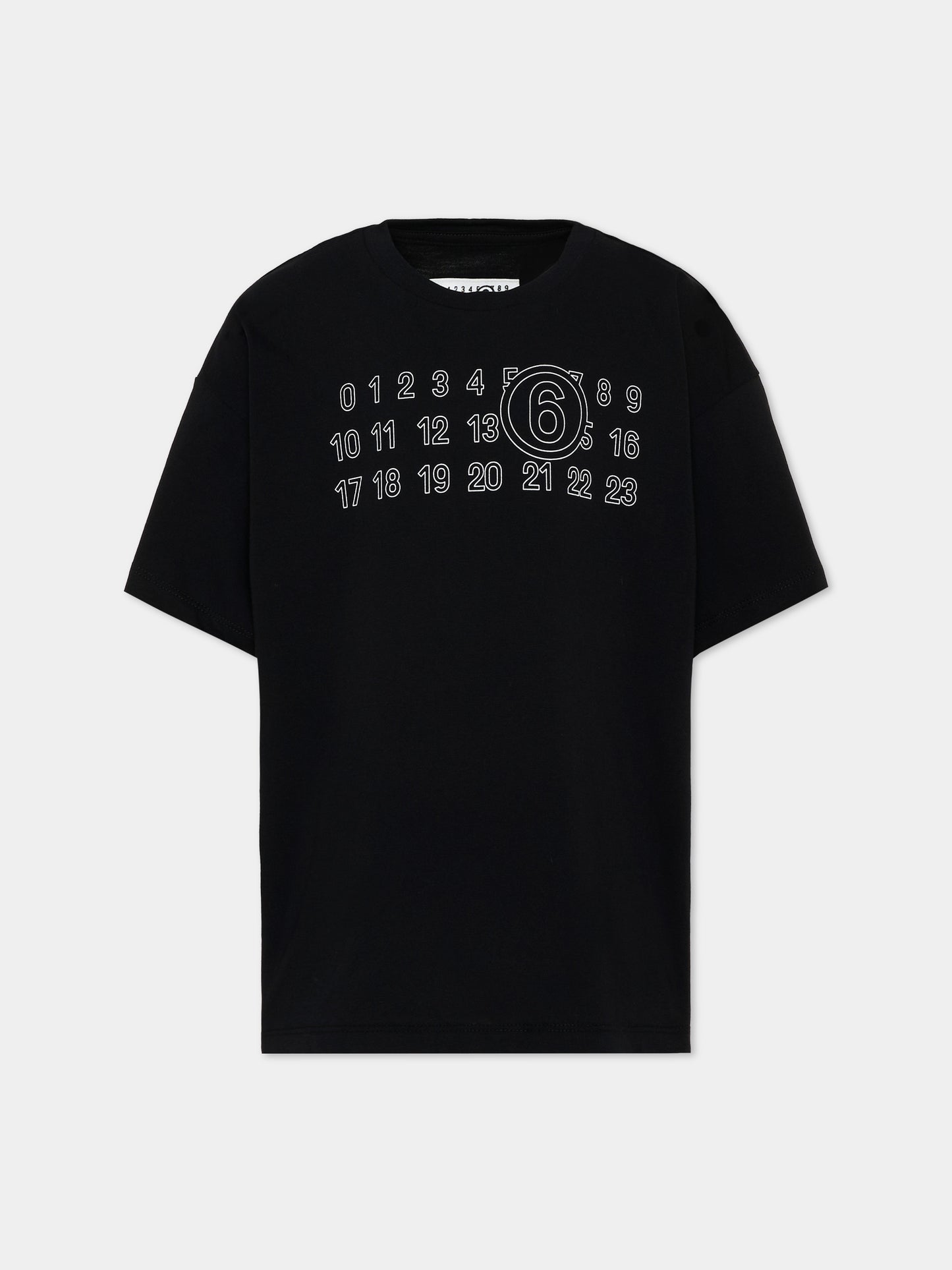 T-Shirt nera per bambini con logo,Mm6 Maison Margiela,M61117 MM02Y M6900