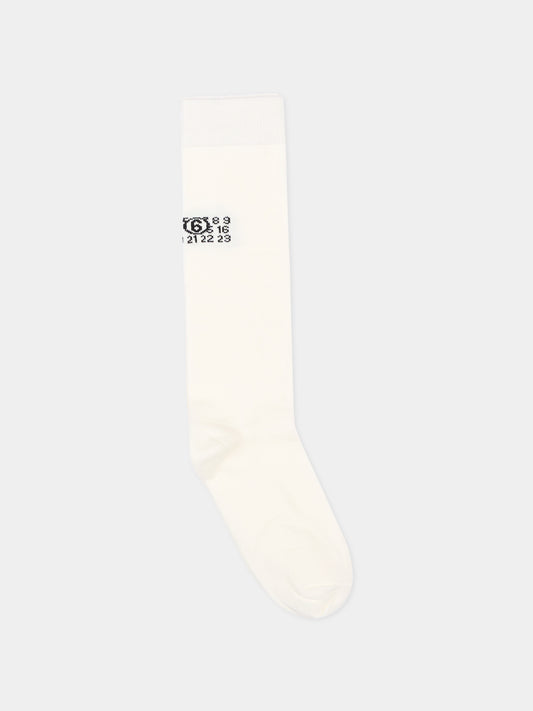 Calza in spugna avorio per bambini con logo,Mm6 Maison Margiela,M61118 MM045 M6100