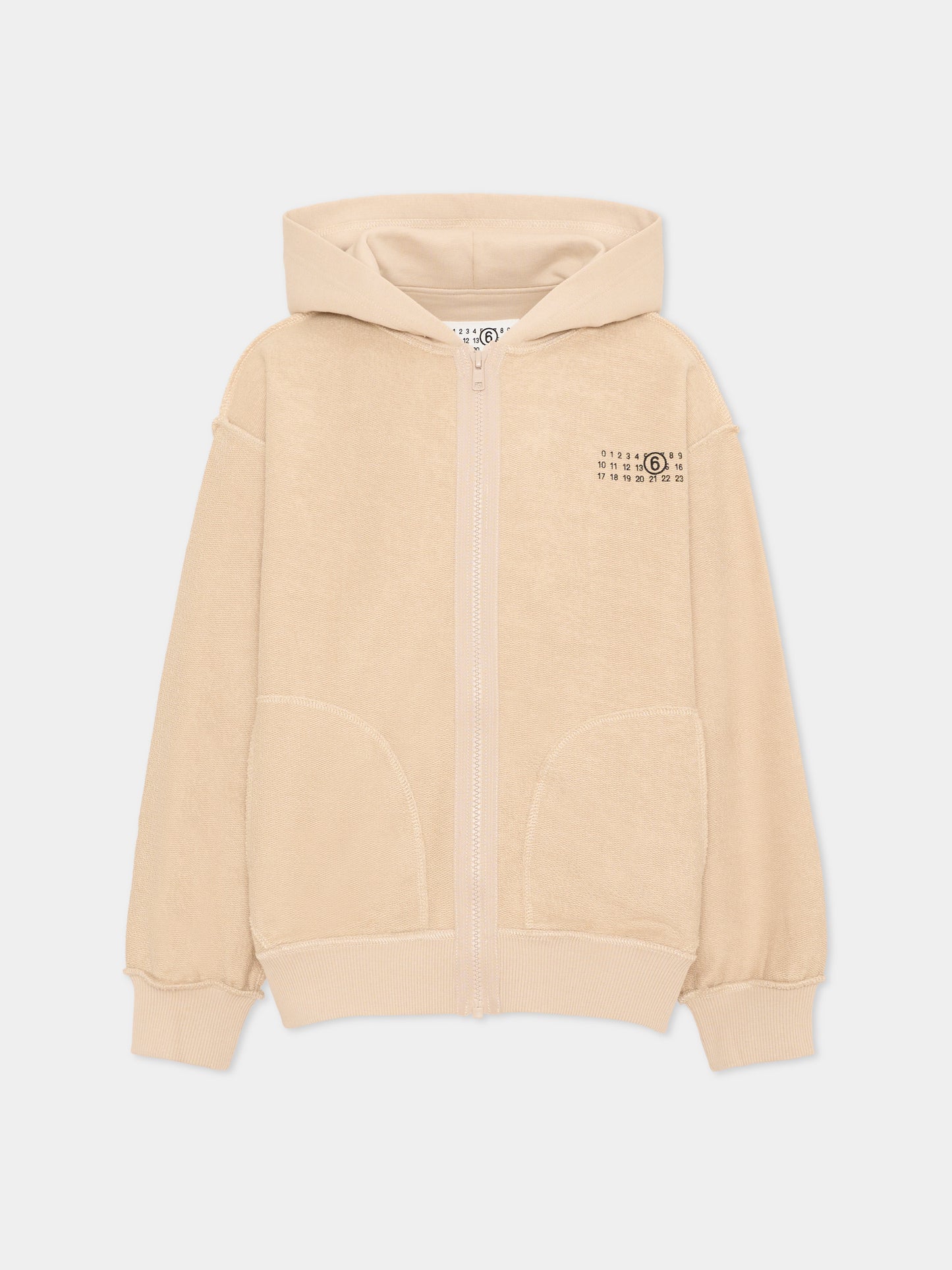 Felpa beige per bambini con logo,Mm6 Maison Margiela,M61130 MM08S M6712