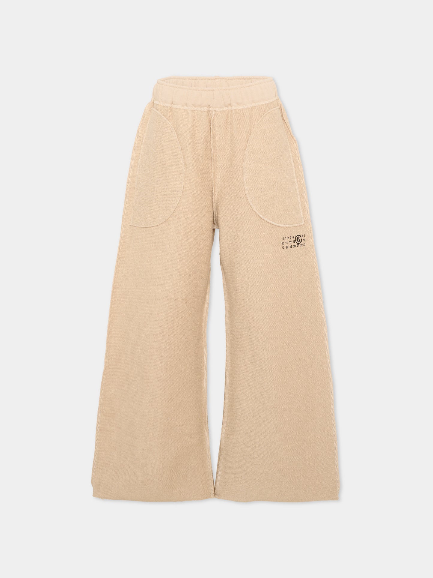 Pantalone sportivo beige per bambini con logo,Mm6 Maison Margiela,M61131 MM08S M6712