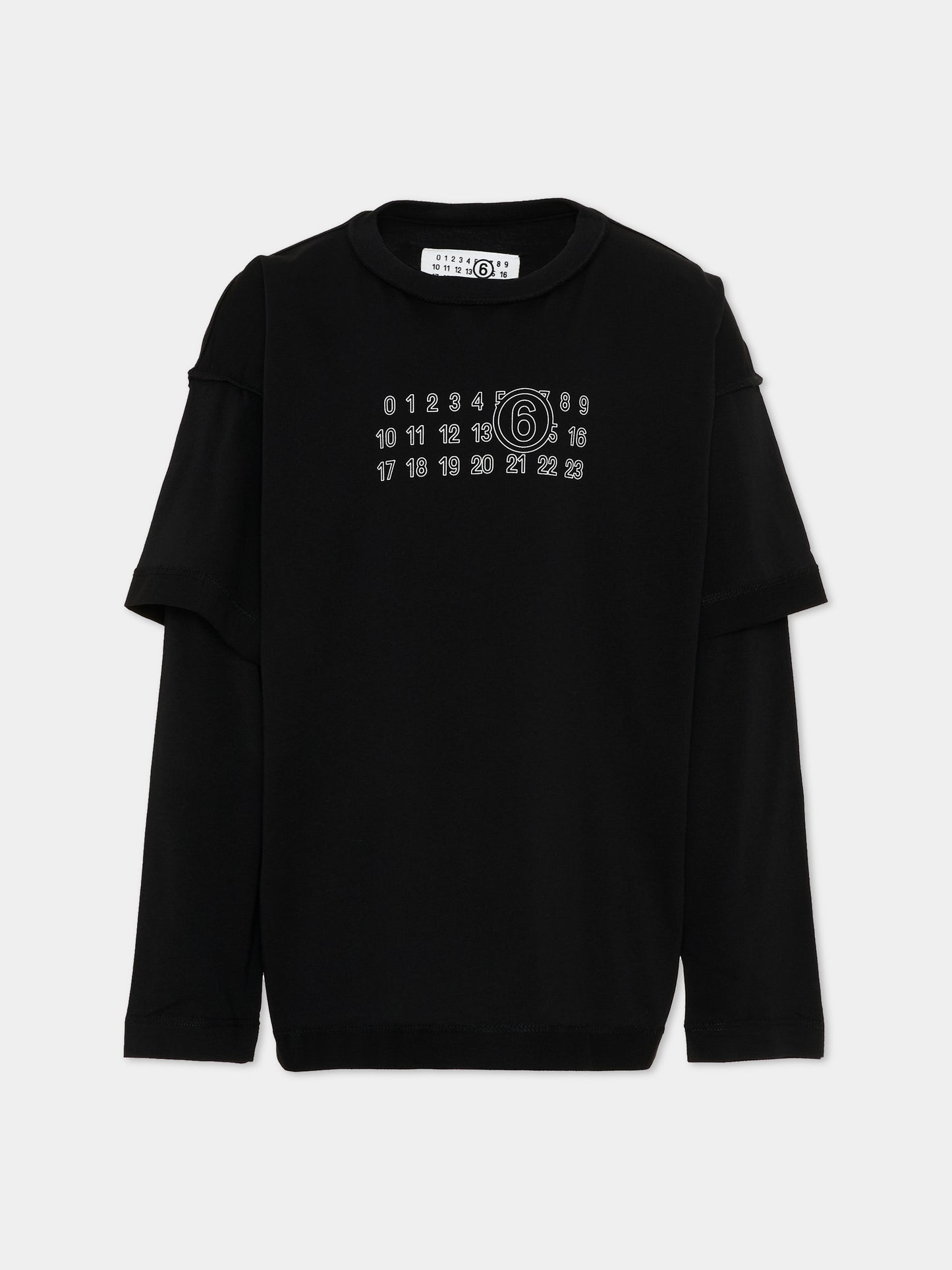 T-Shirt nera per bambini con logo,Mm6 Maison Margiela,M61132 MM04I M6900