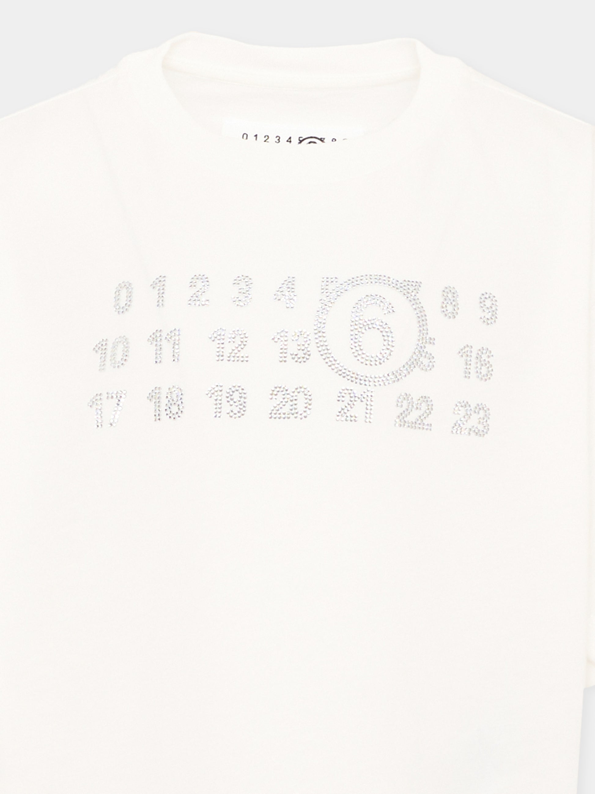 T-Shirt avorio per bambina con logo,Mm6 Maison Margiela,M61134 MM04I M6102