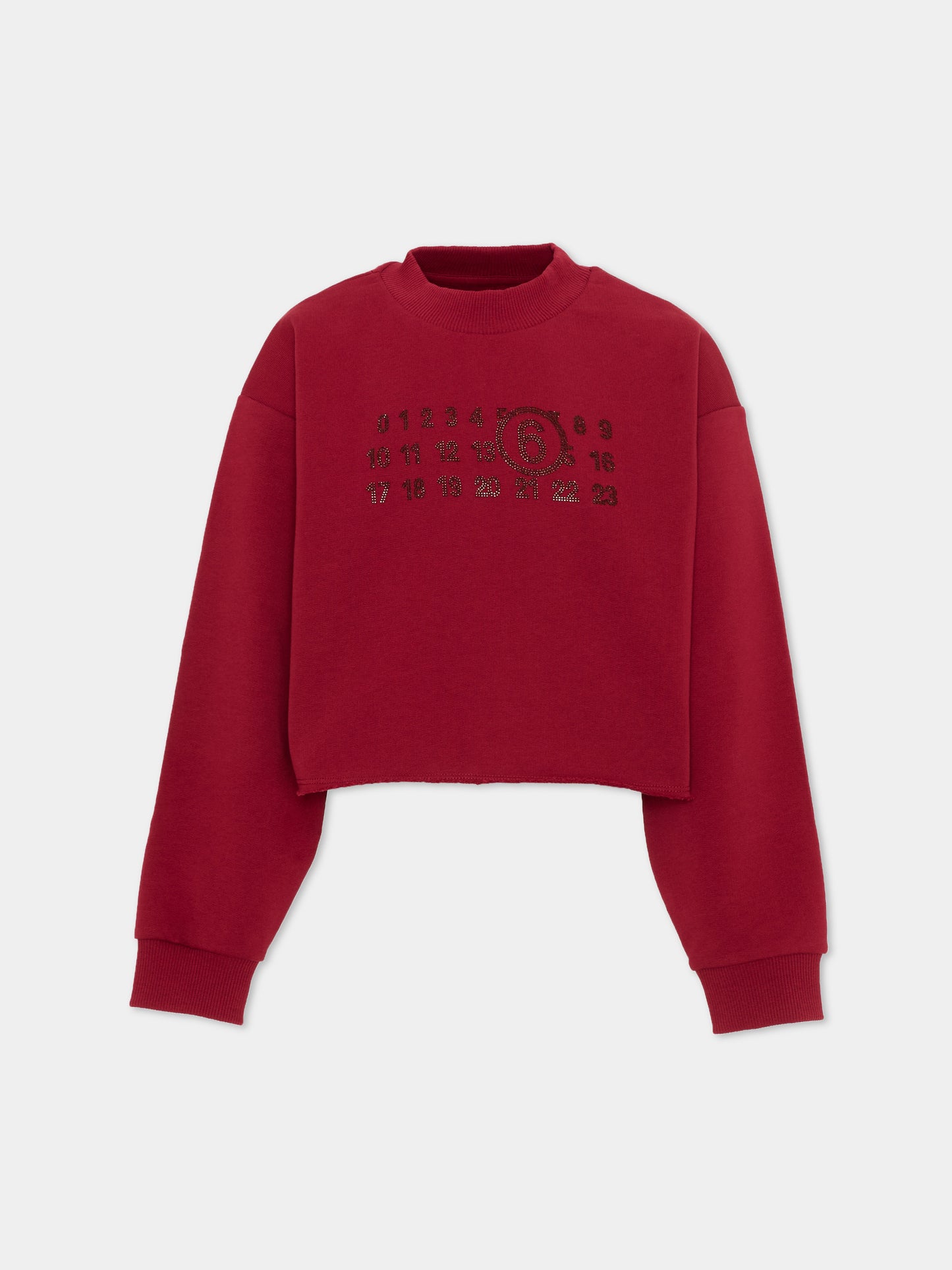 Felpa bordeaux per bambina con logo,Mm6 Maison Margiela,M61153 MM04H M6403