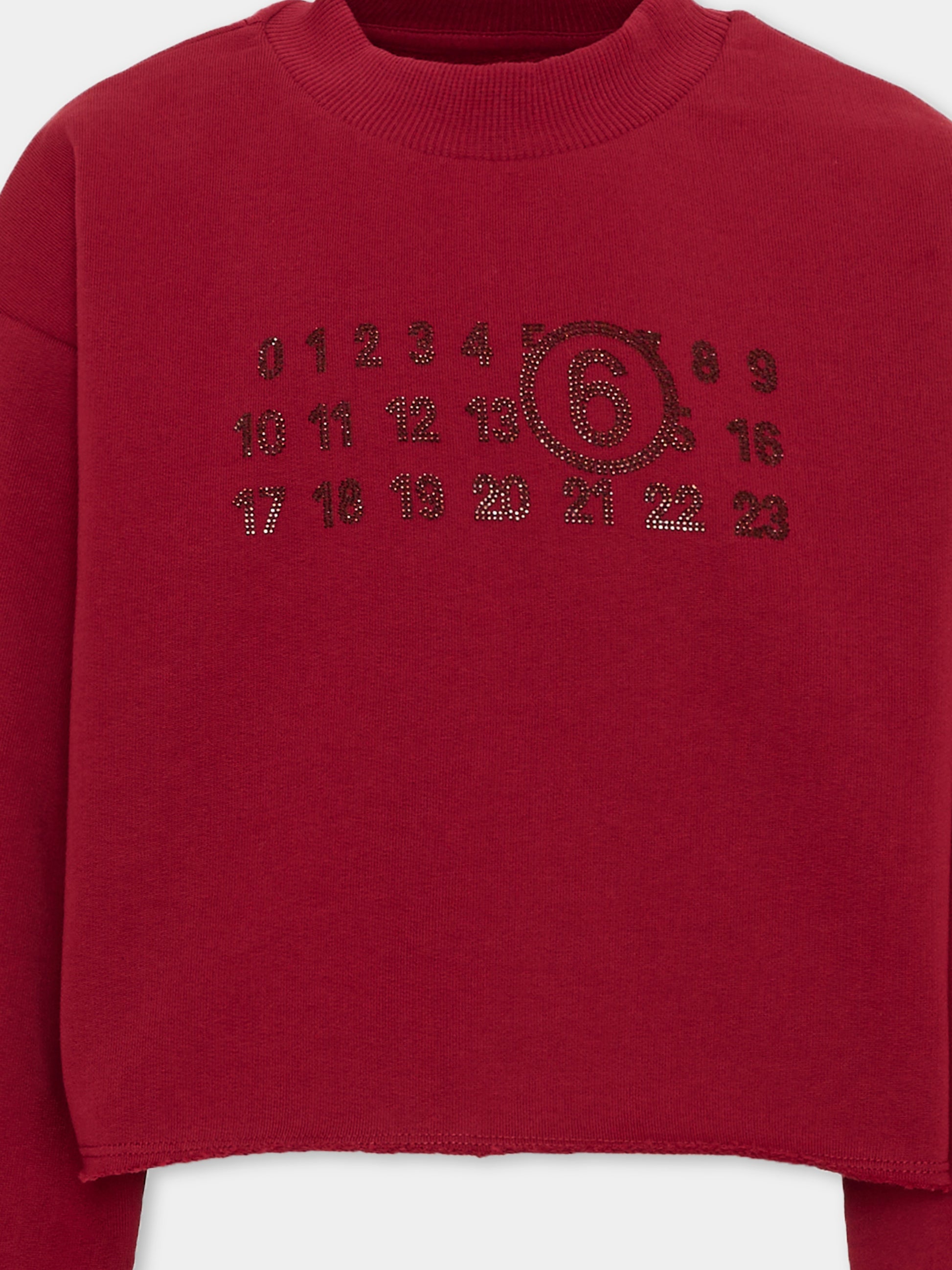 Felpa bordeaux per bambina con logo,Mm6 Maison Margiela,M61153 MM04H M6403