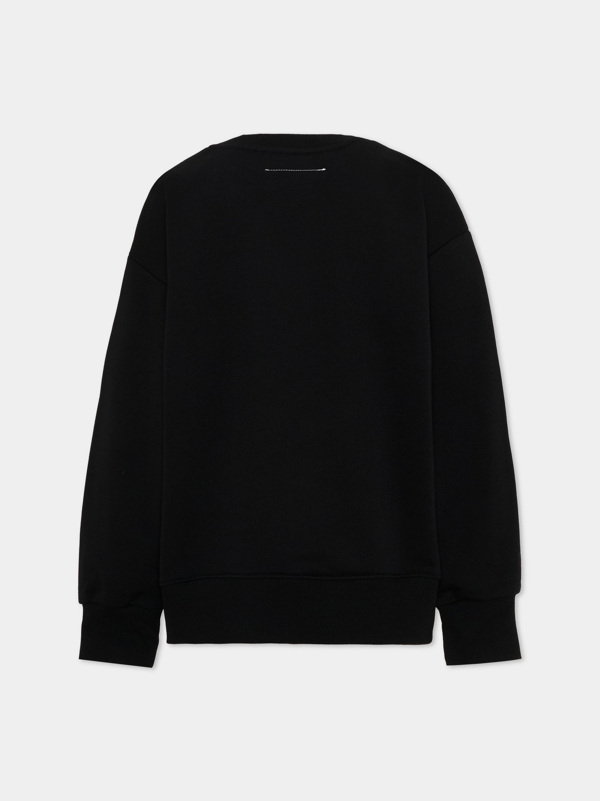 Felpa nera per bambini con logo,Mm6 Maison Margiela,M61157 MM02X M6900