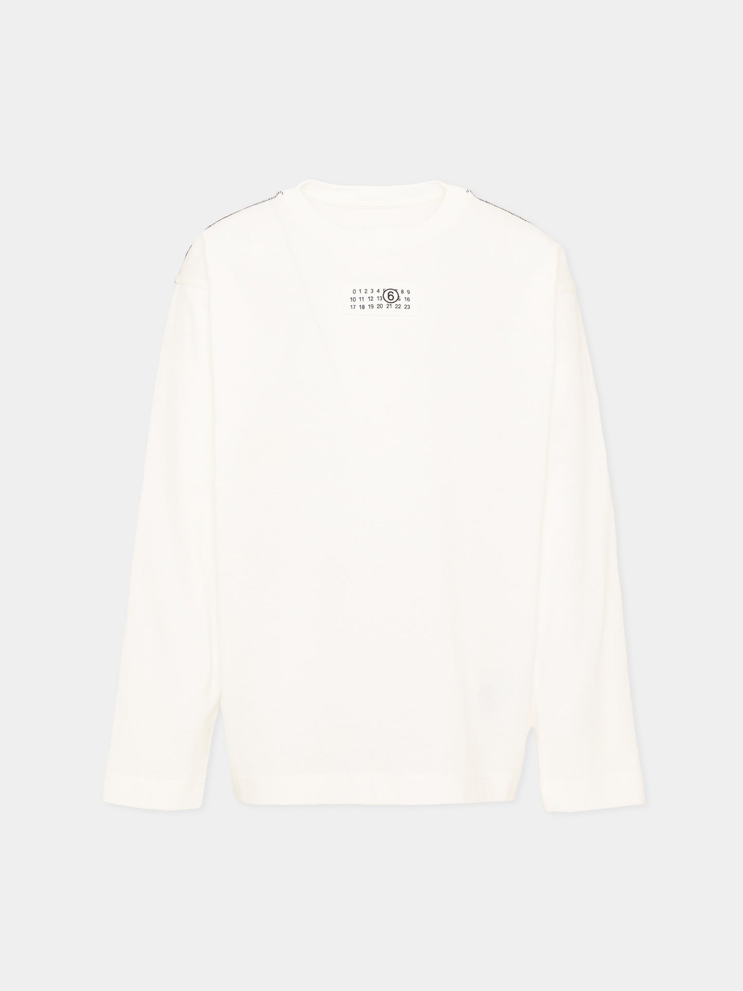 T-Shirt a manica lunga avorio per bambini con logo,Mm6 Maison Margiela,M61164 MM04I M6102