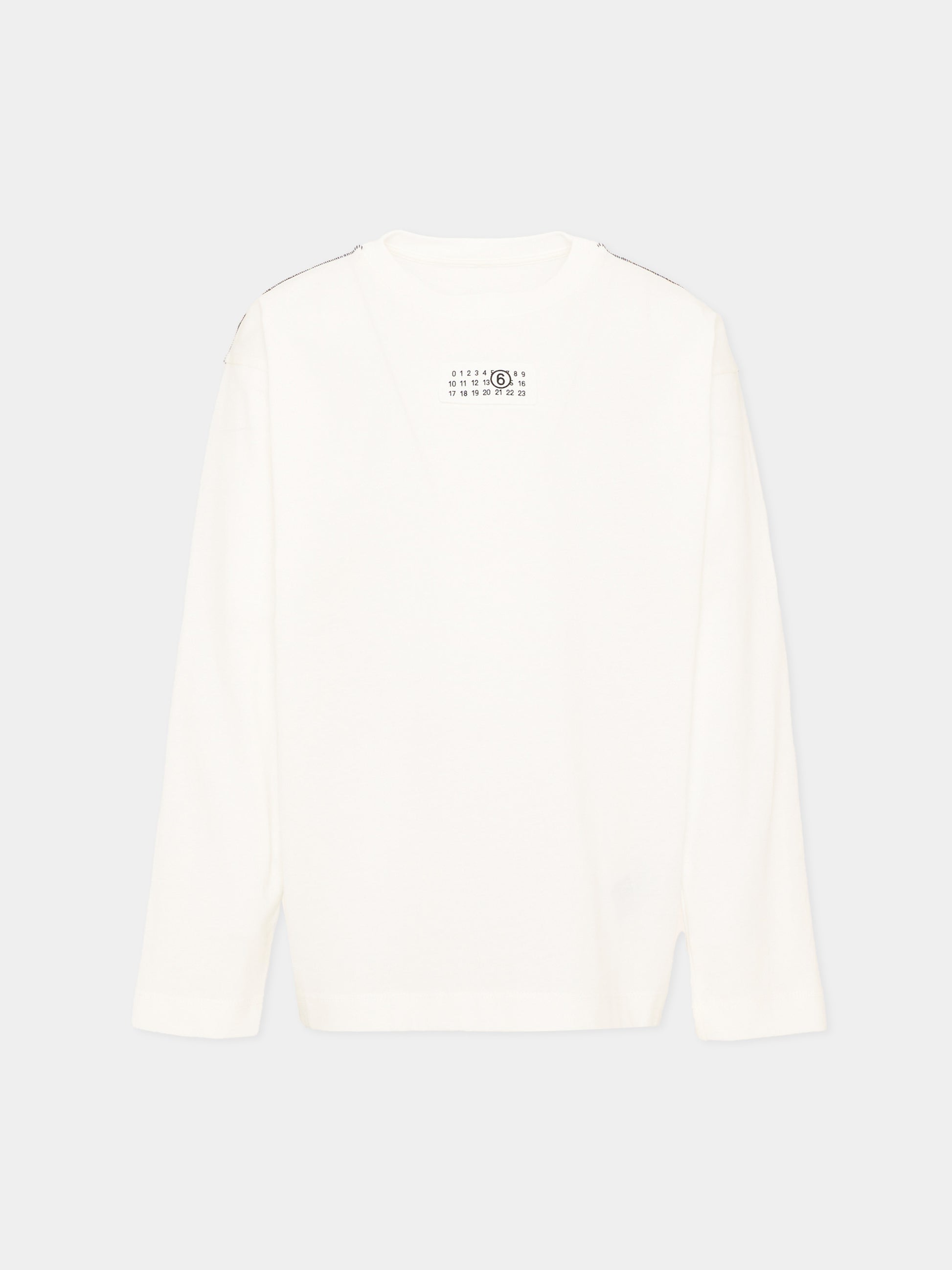 T-Shirt a manica lunga avorio per bambini con logo,Mm6 Maison Margiela,M61164 MM04I M6102