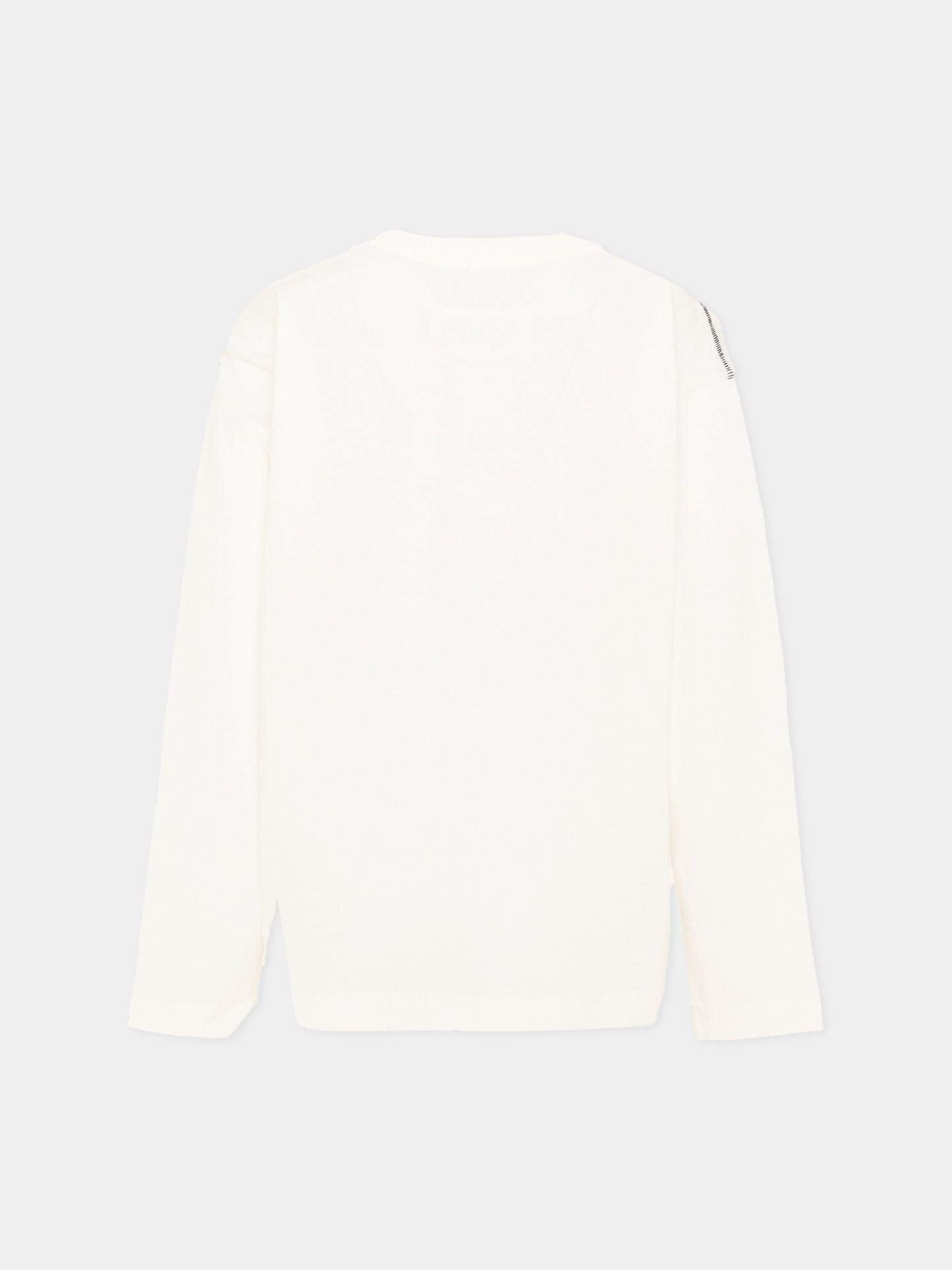 T-Shirt a manica lunga avorio per bambini con logo,Mm6 Maison Margiela,M61164 MM04I M6102