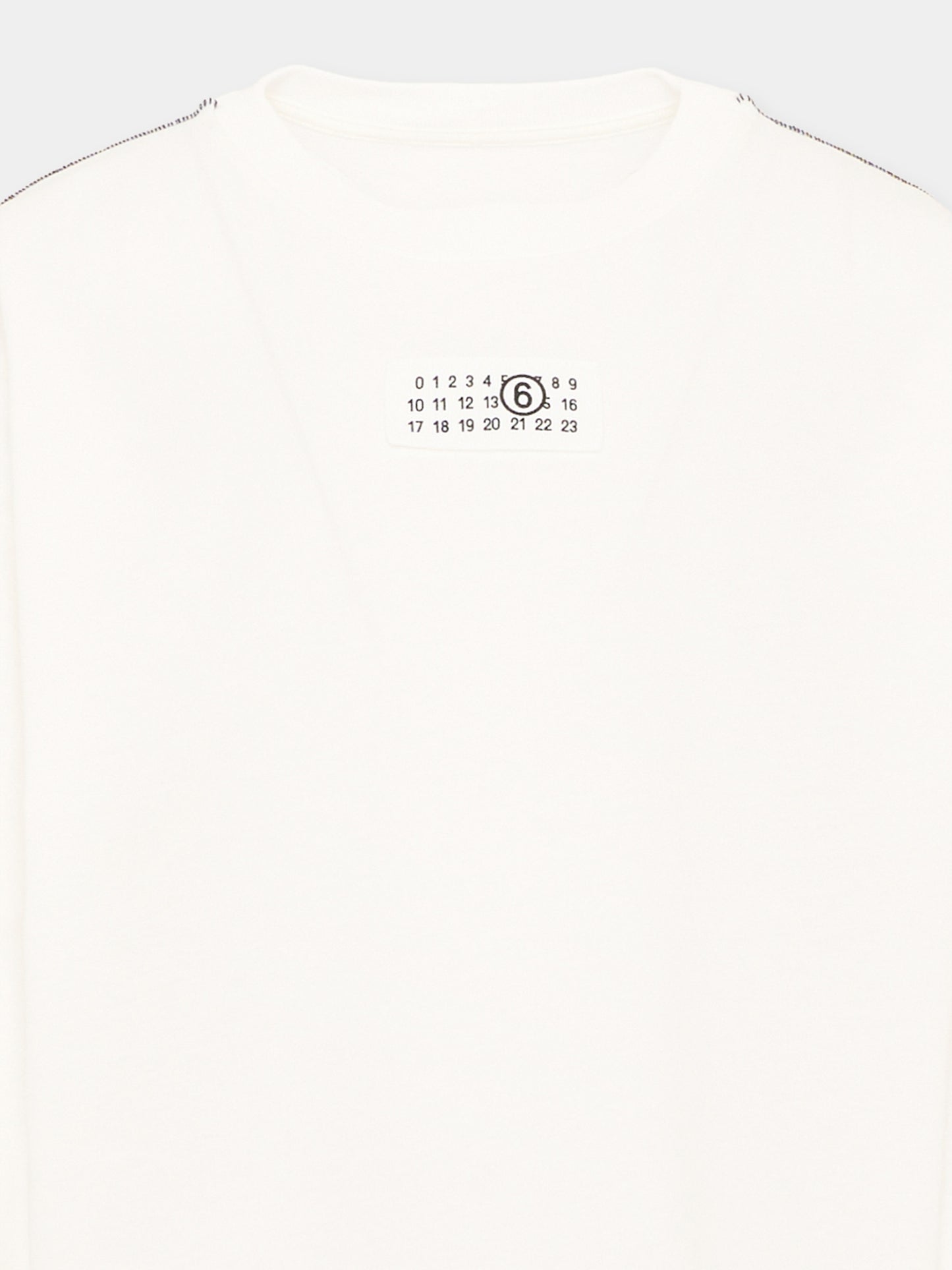 T-Shirt a manica lunga avorio per bambini con logo,Mm6 Maison Margiela,M61164 MM04I M6102