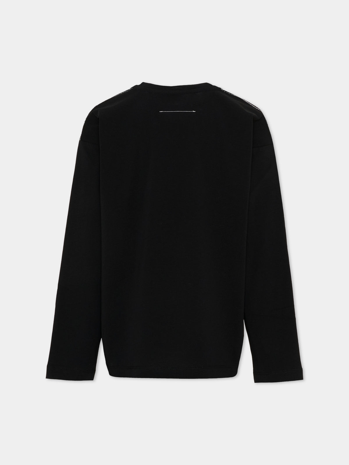 T-Shirt nera per bambini con logo,Mm6 Maison Margiela,M61164-MM04I-M6900