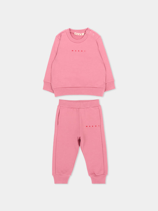 Completo sportivo rosa per neonata con logo,Marni Kids,M01607 M00V0 0M352