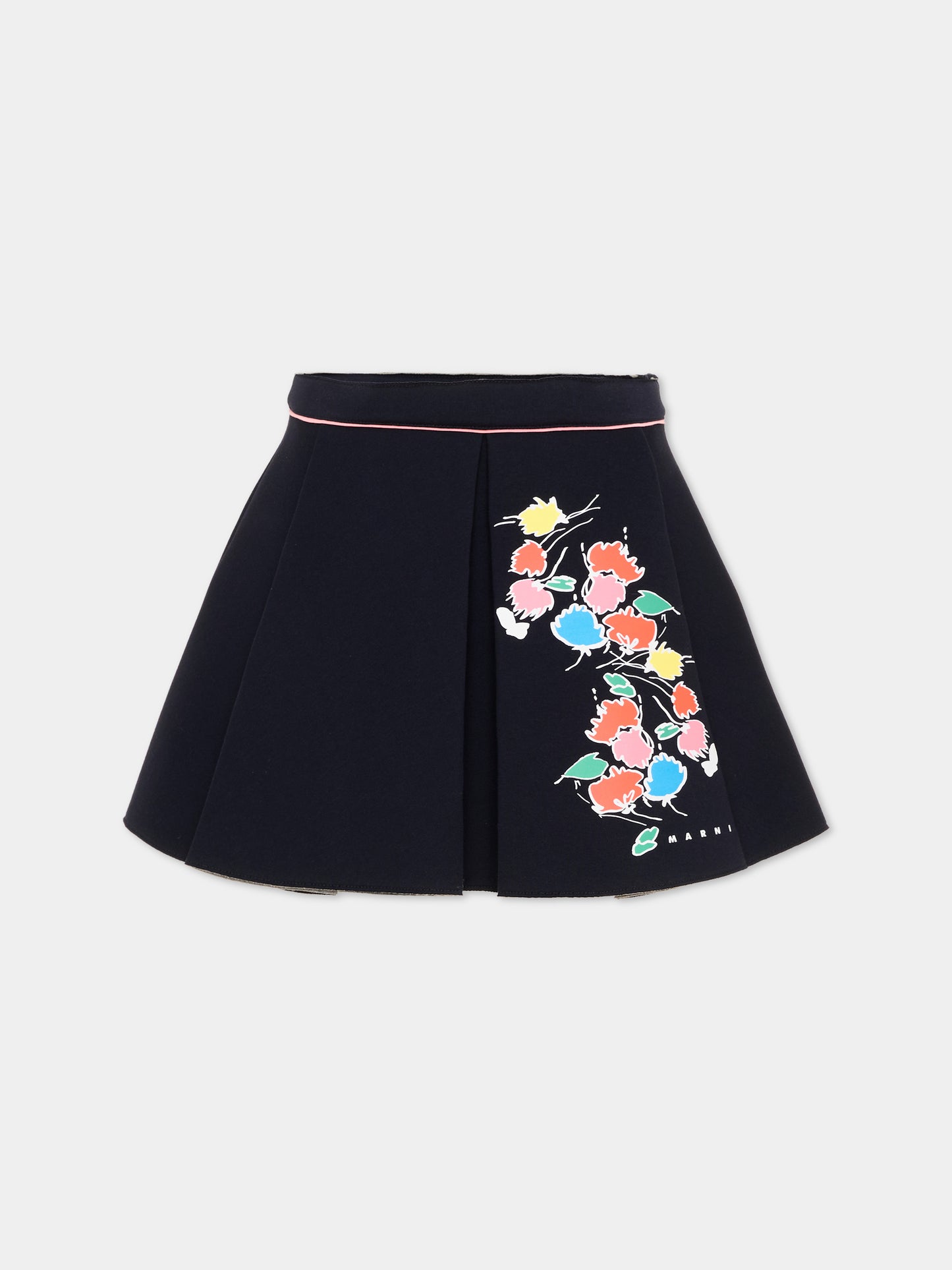 Gonna blu per bambina con stampa floreale,Marni Kids,M01862 M00VC 0M862