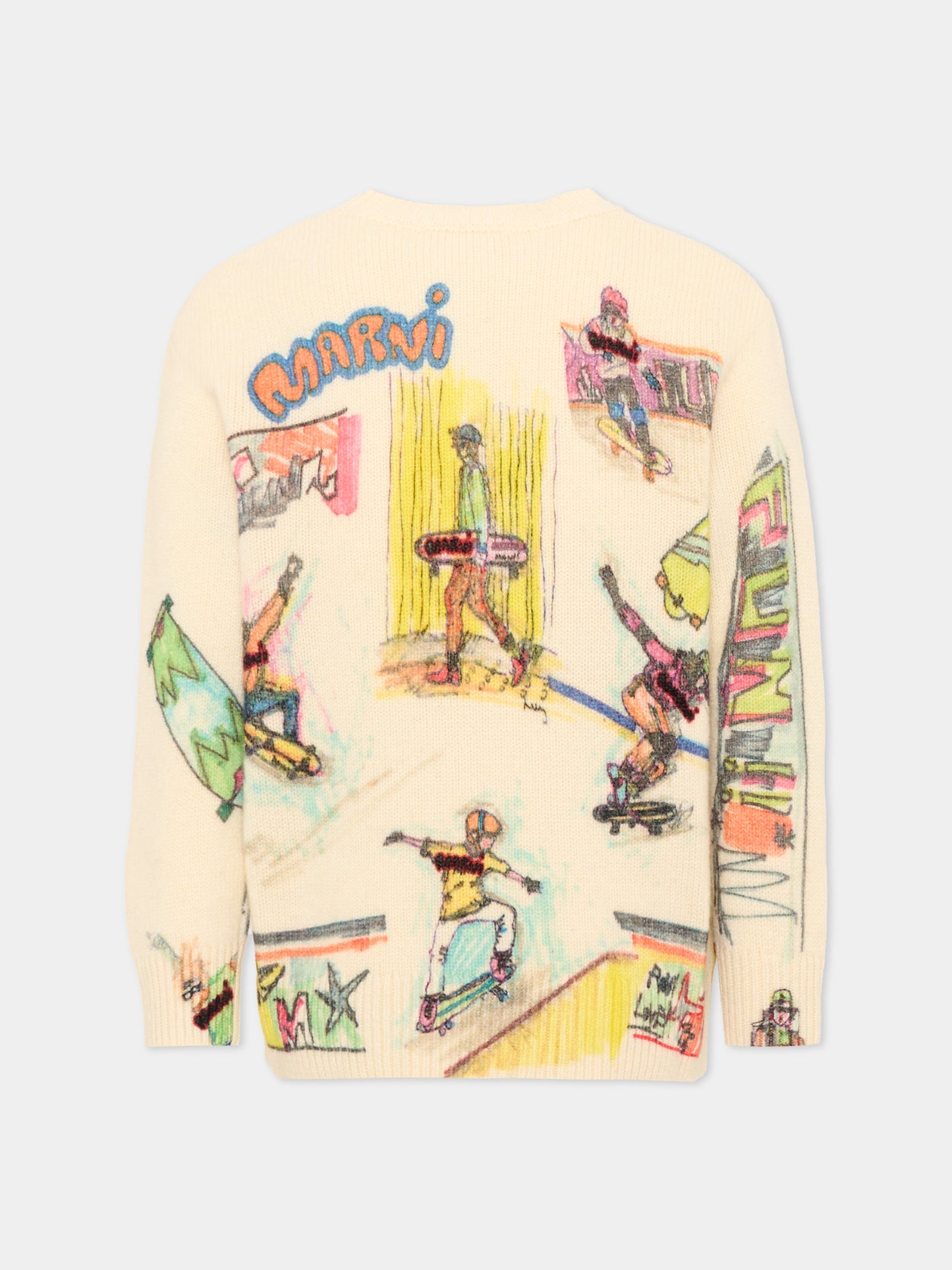 Maglione avorio per bambini stampato,Marni Kids,M01872 M00XR 0M116