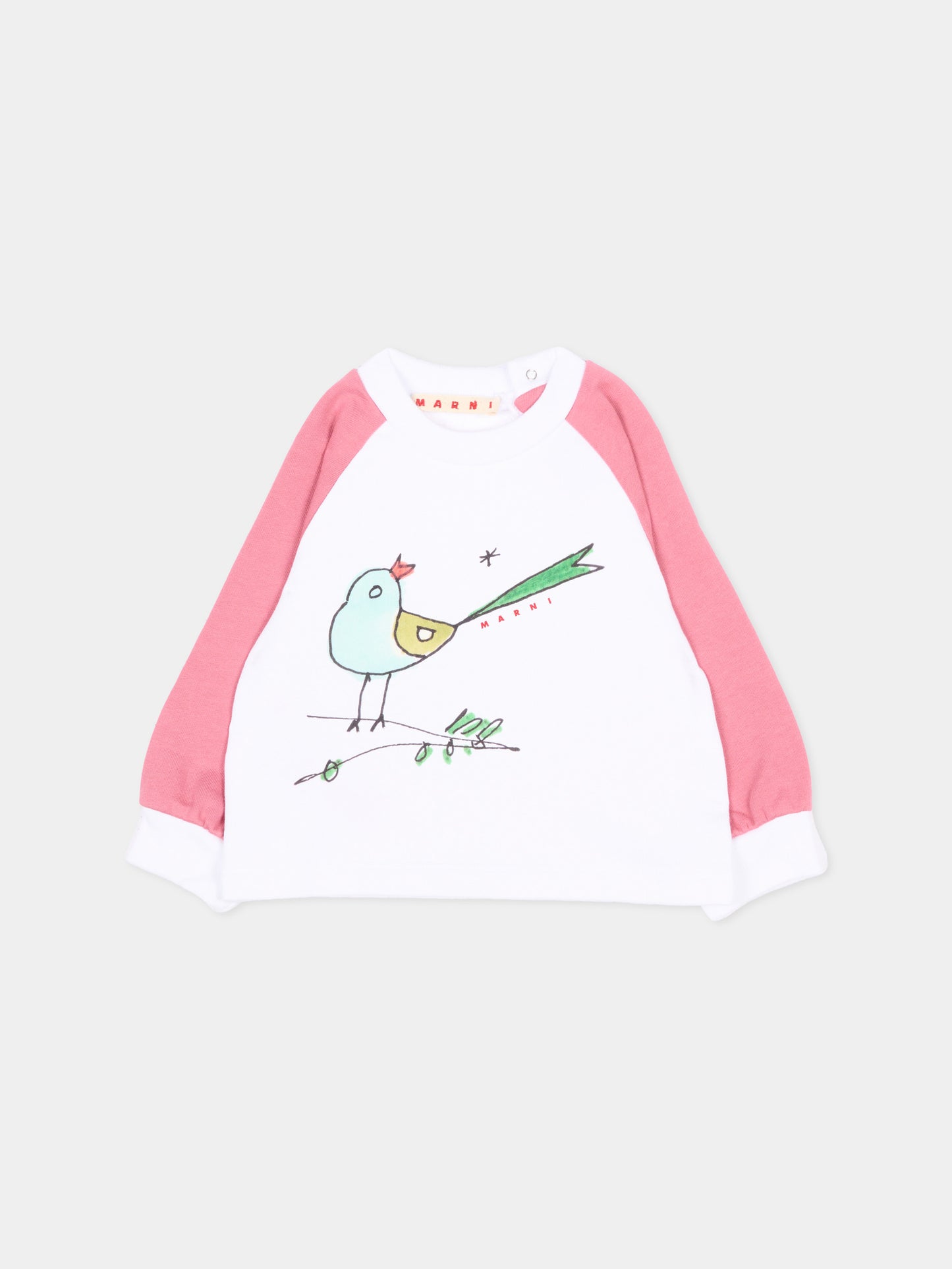 Felpa bianca per neonata con uccellino,Marni Kids,M01889 M00YA 0M100