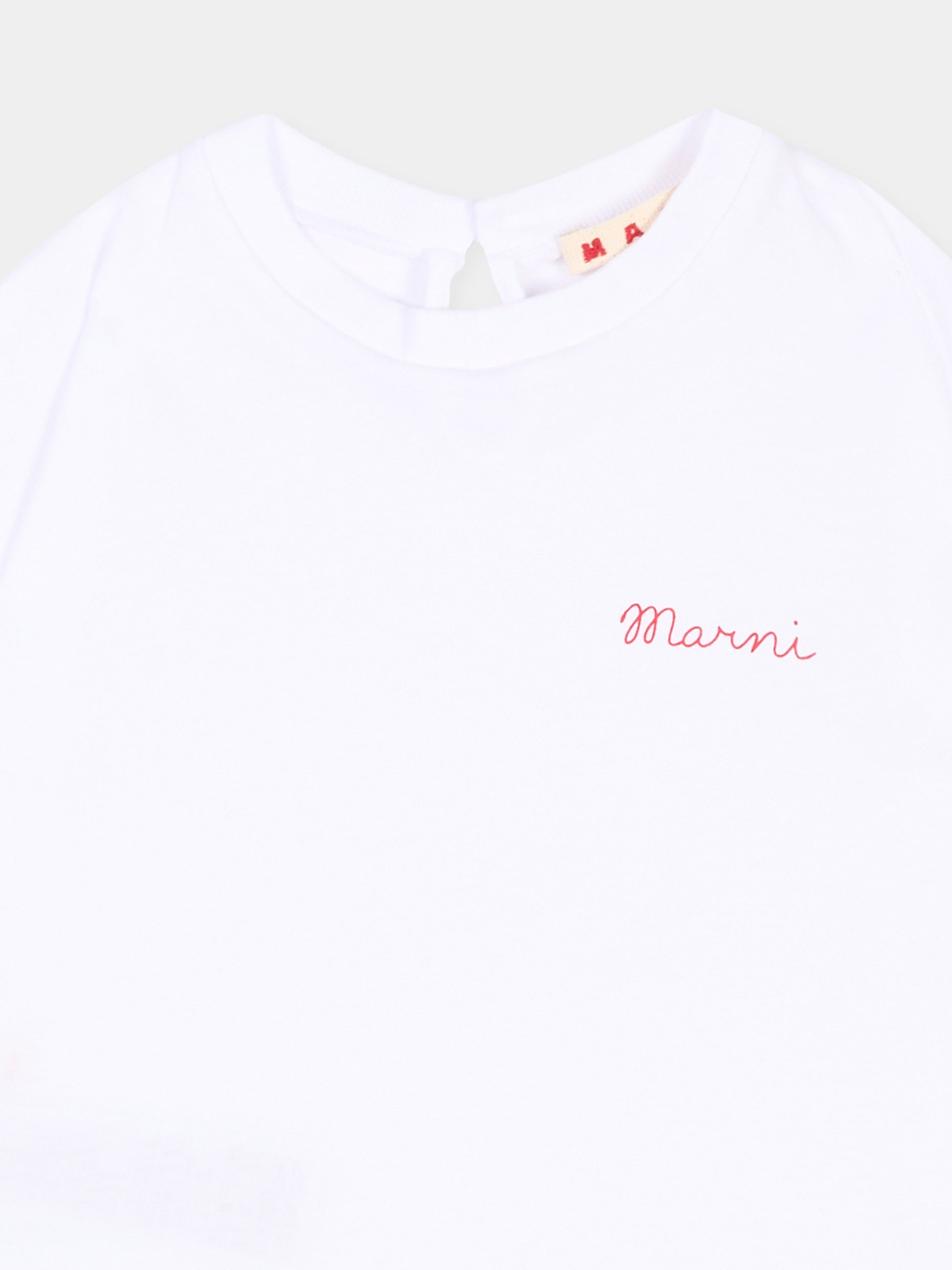 T-Shirt bianca per neonata con logo,Marni Kids,M01898 M00YP 0M100