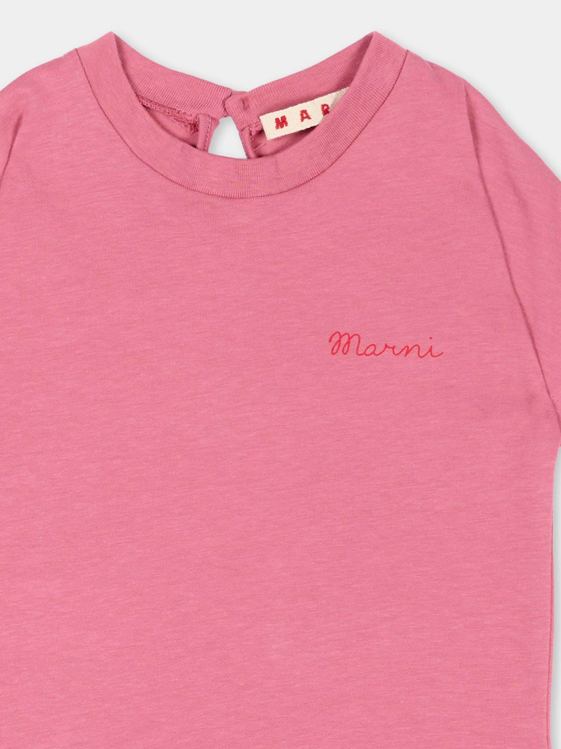 T-shirt rosa per neonata con logo,Marni Kids,M01898 M00YP 0M352